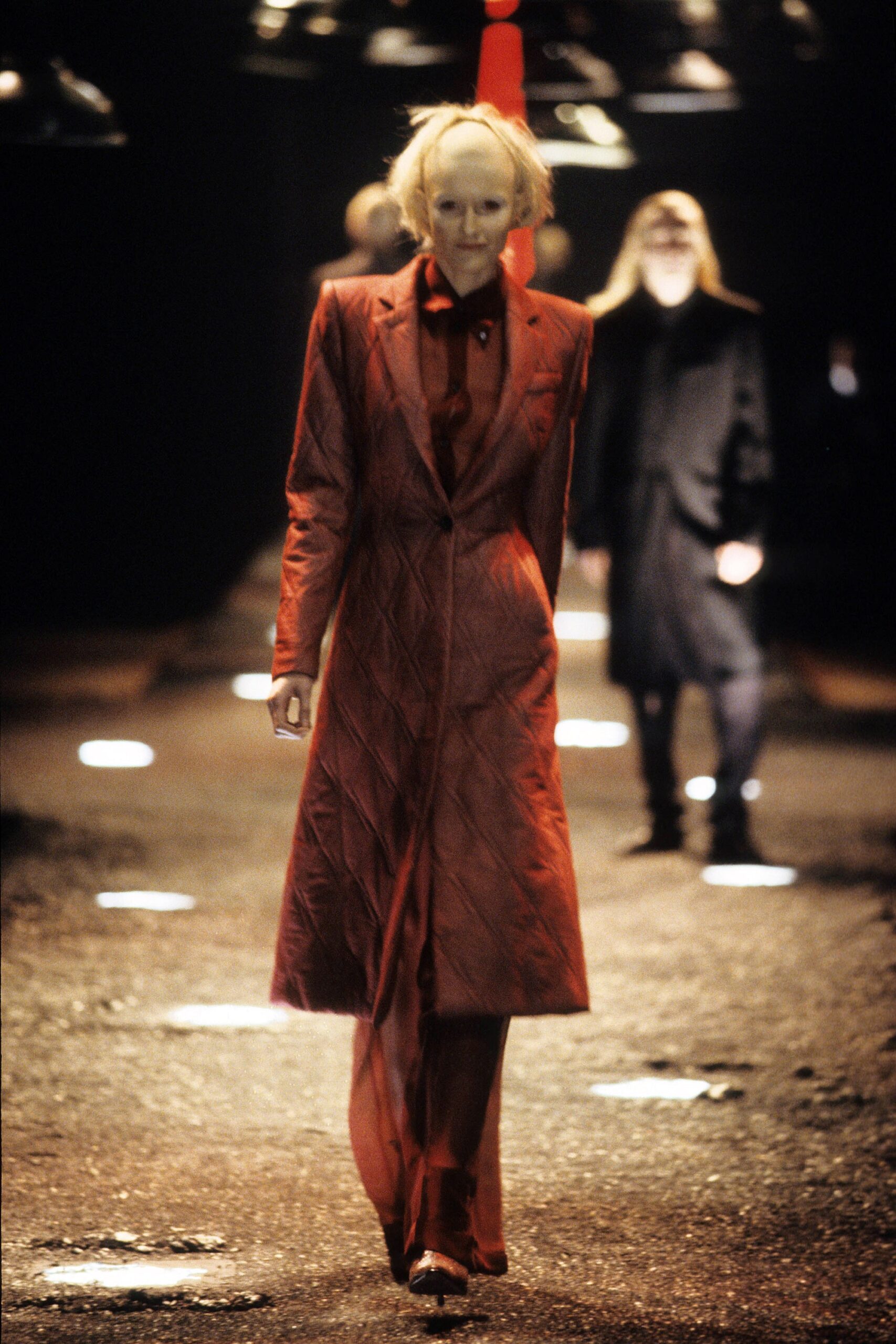 fitted red leather coat and pants