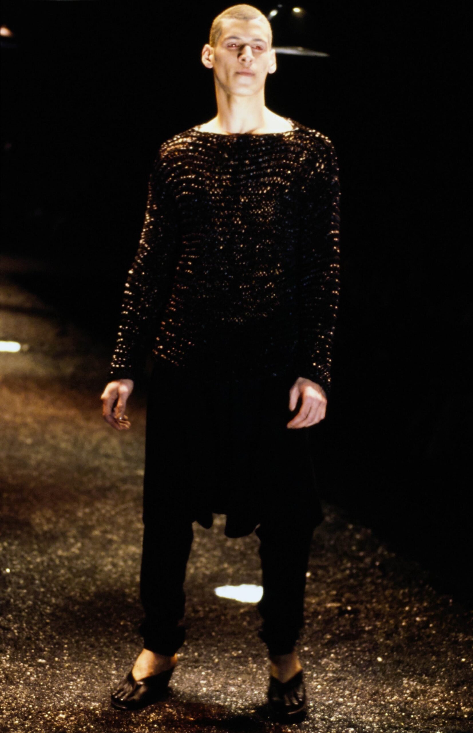 black silk relaxed top and fitted pants