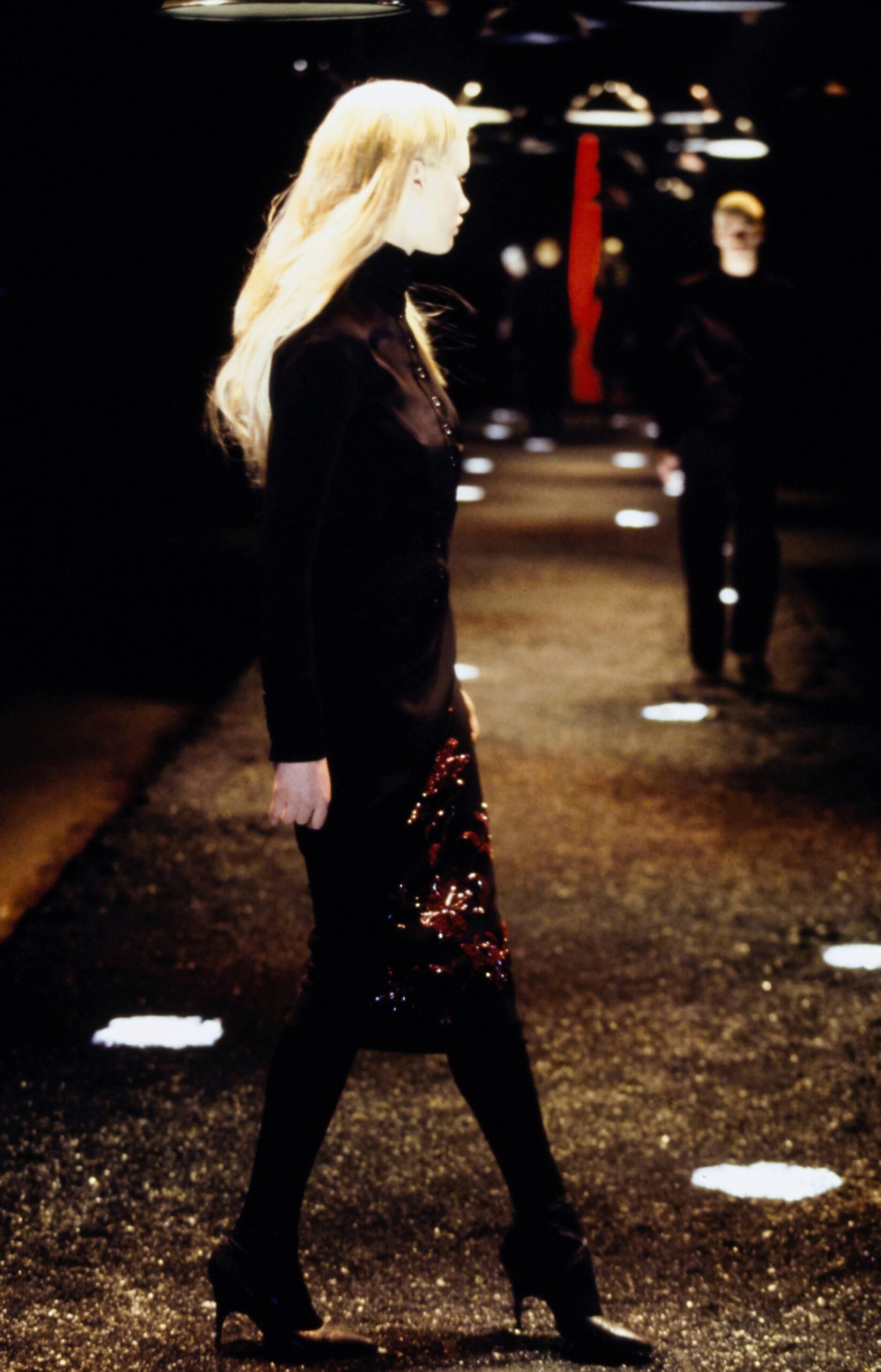 black sequined midi dress