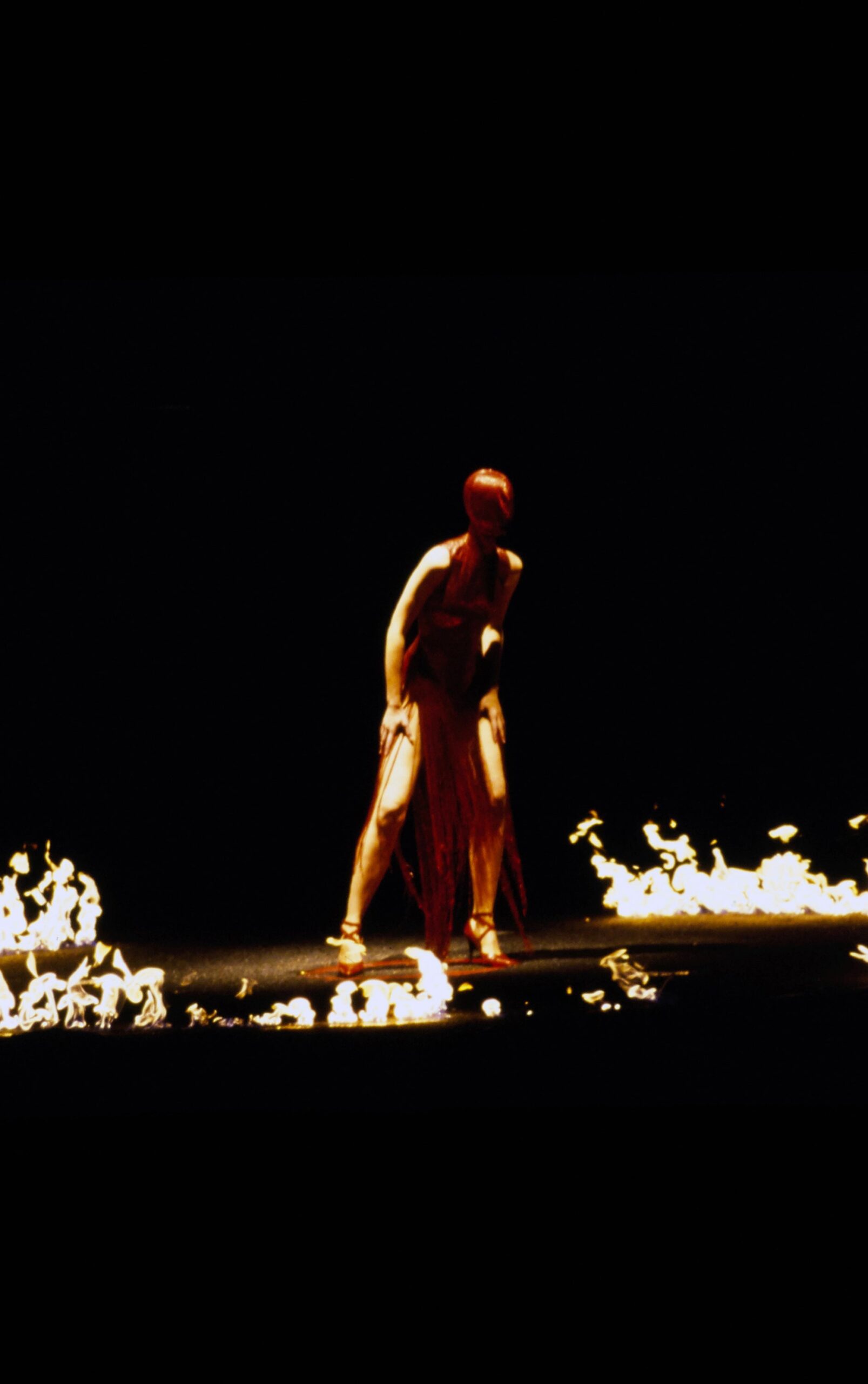 red silk sleeveless dress