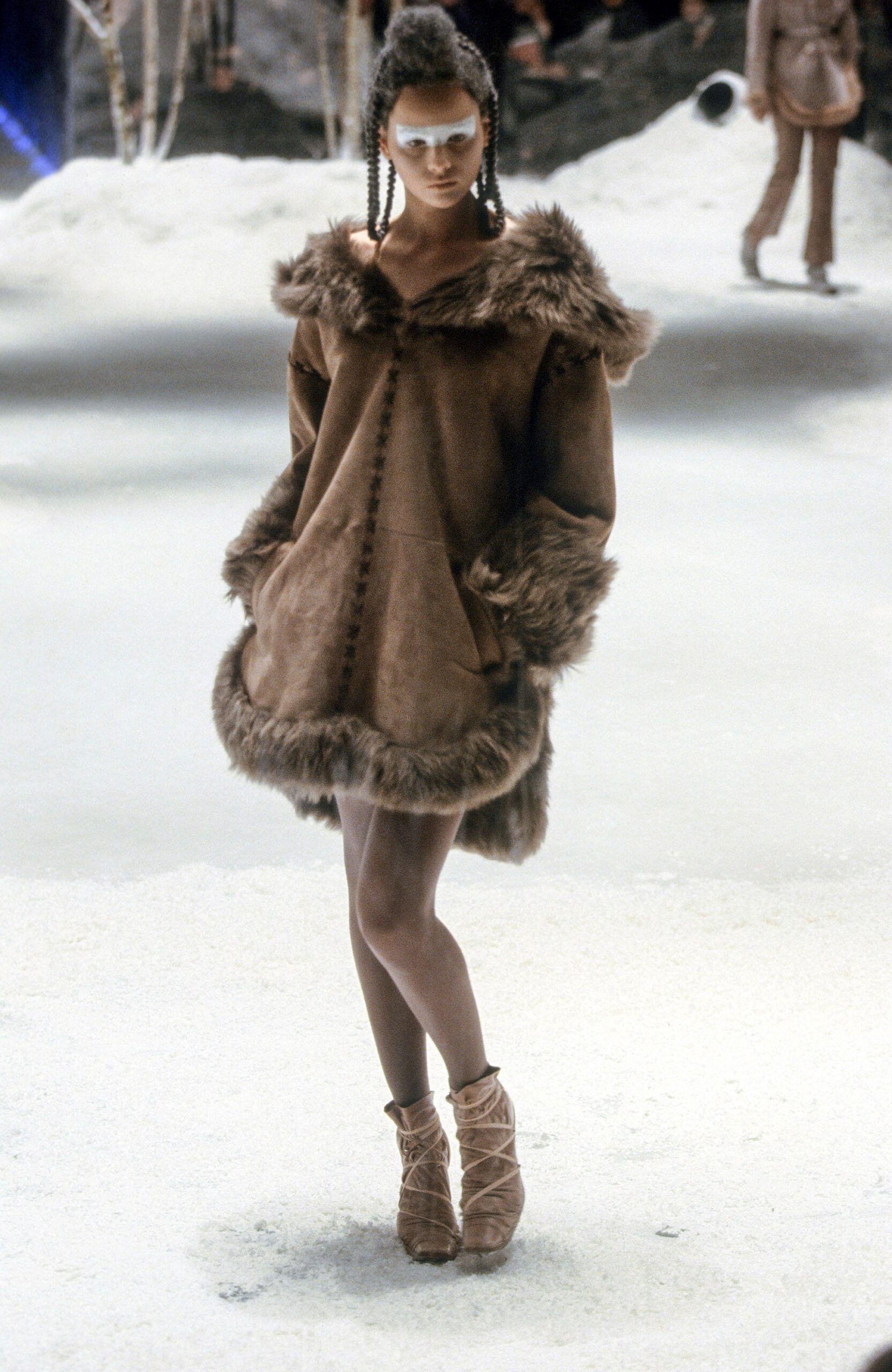 brown suede fur coat