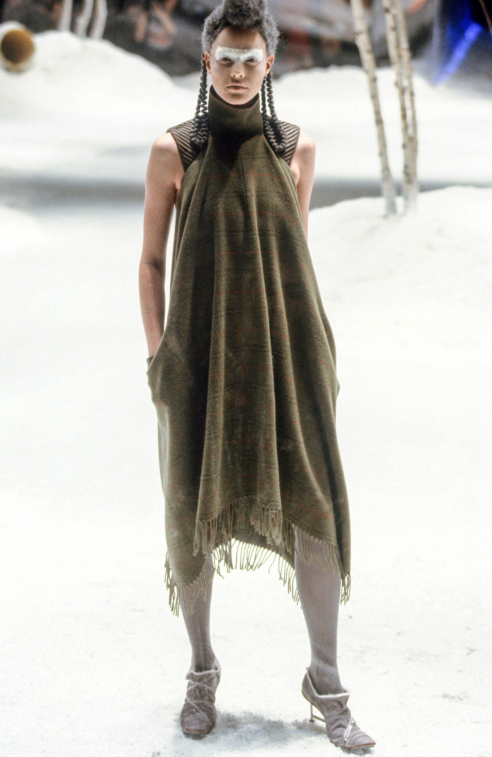 relaxed green wool midi dress