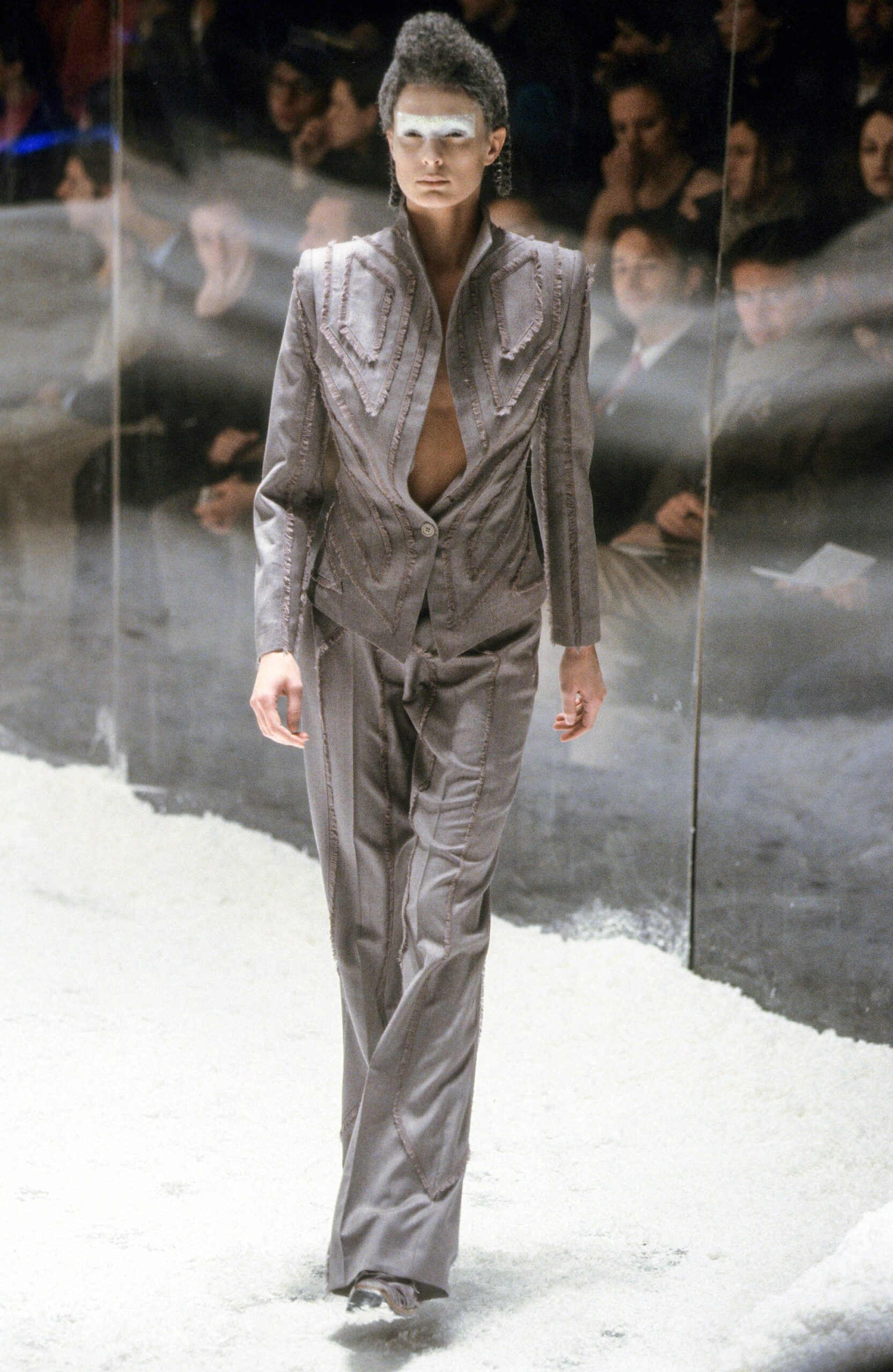 gray silk tailored suit