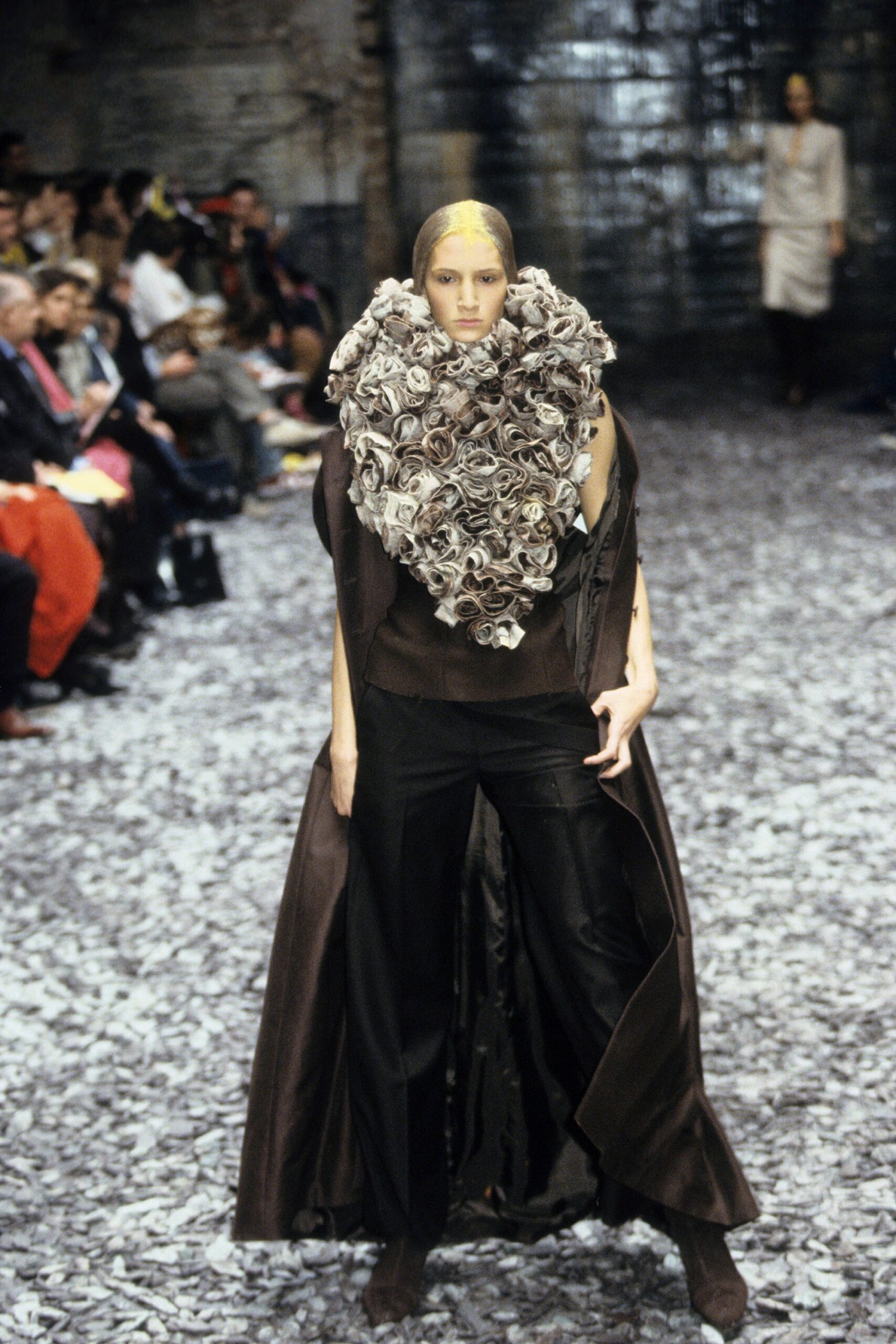 brown silk sleeveless relaxed layered cape