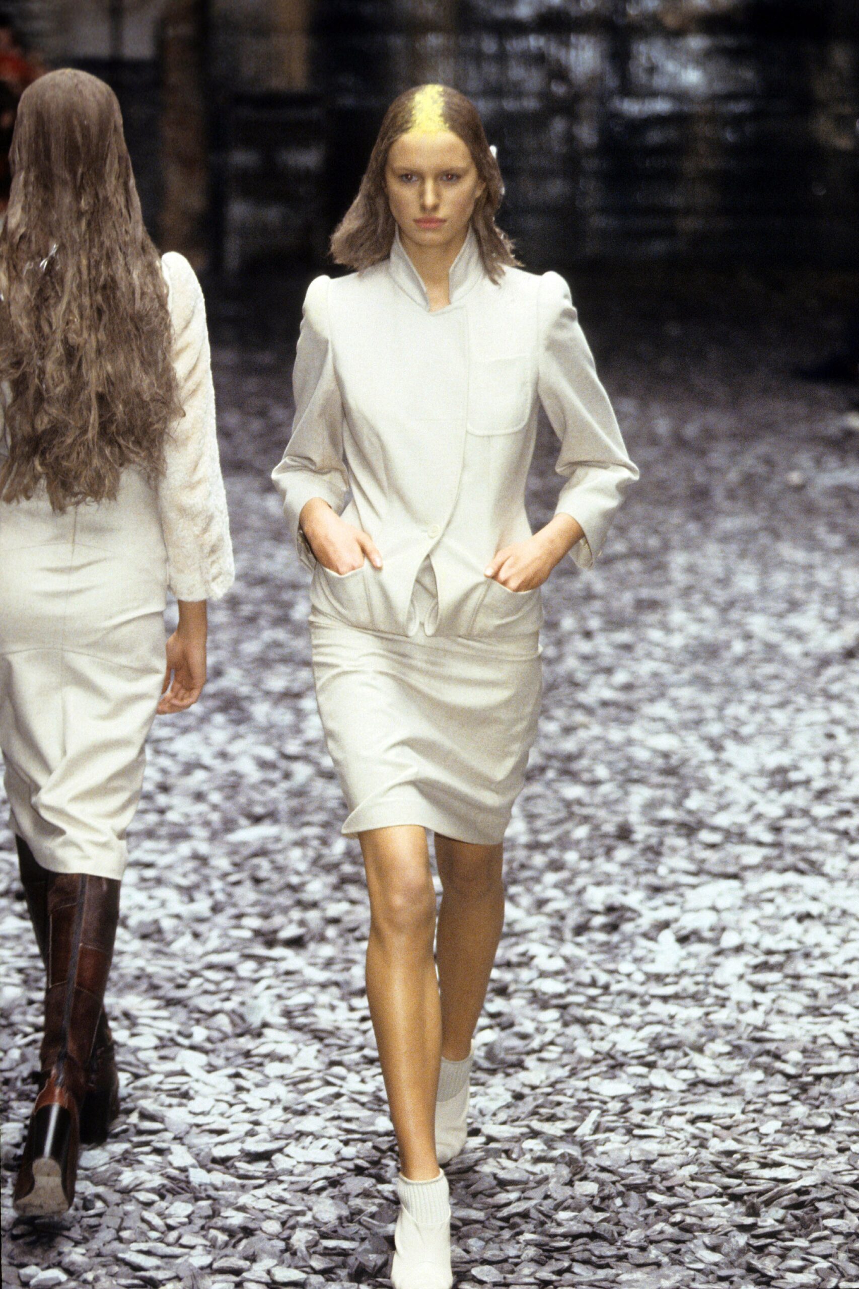 white fitted dress with jacket