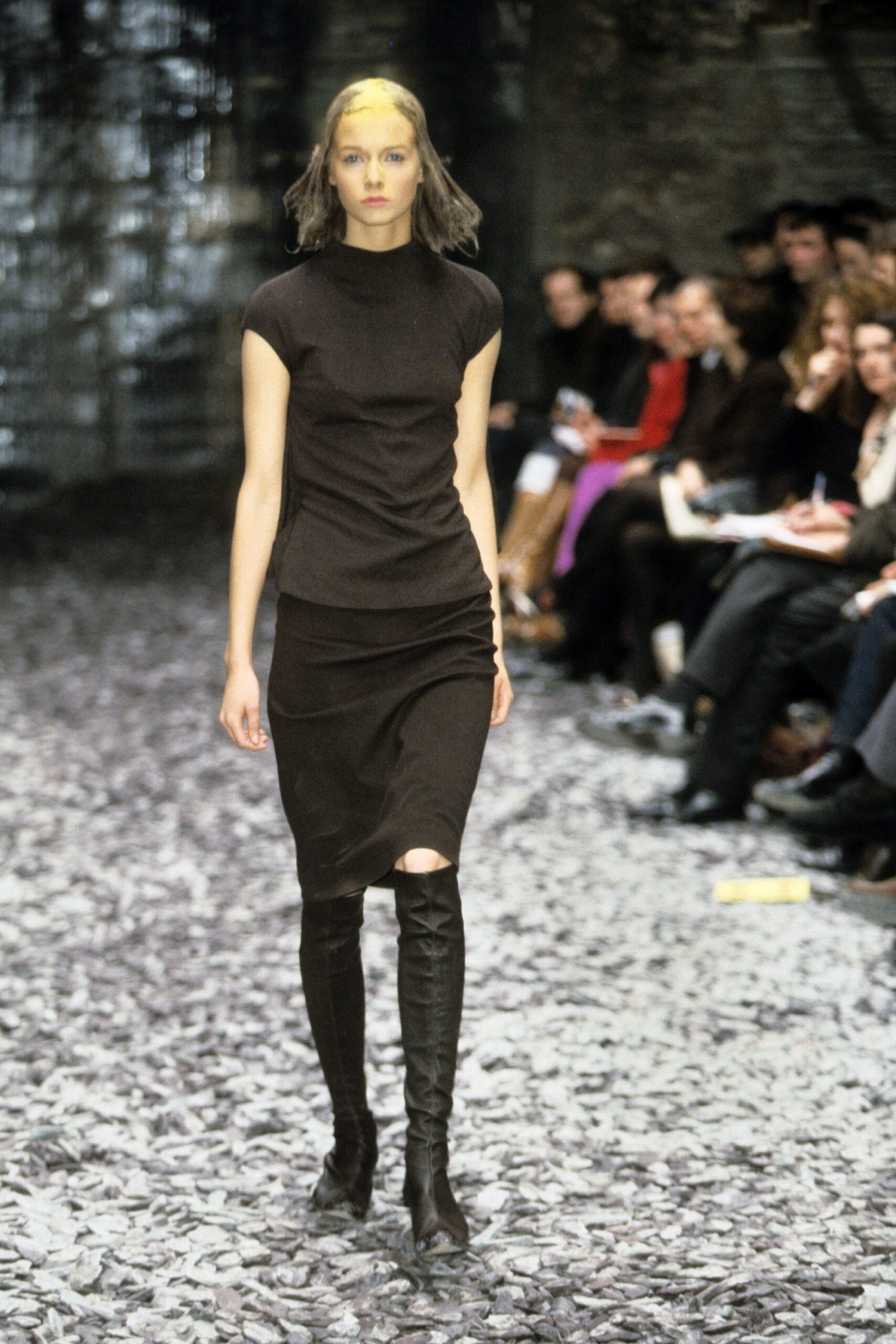 black leather fitted boots