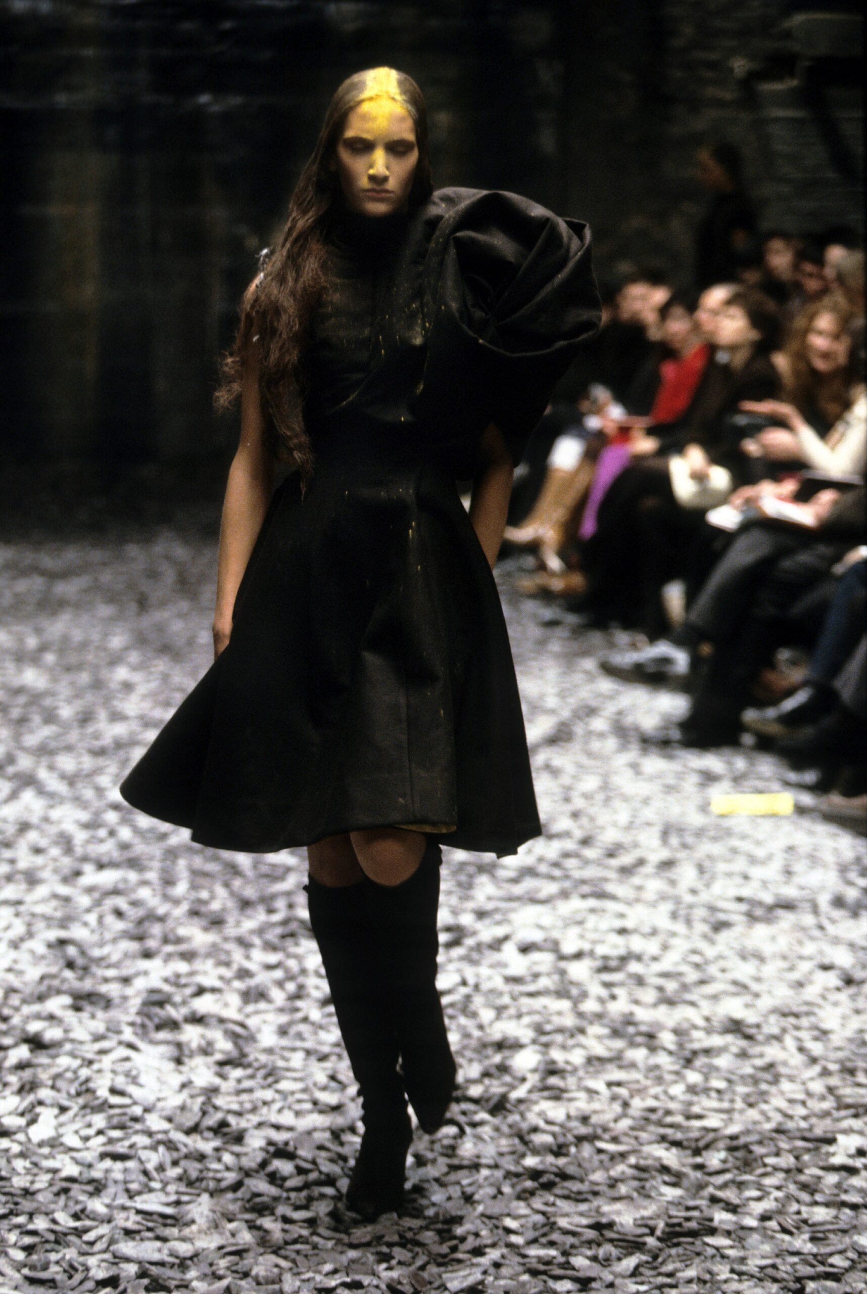 black leather fitted boots