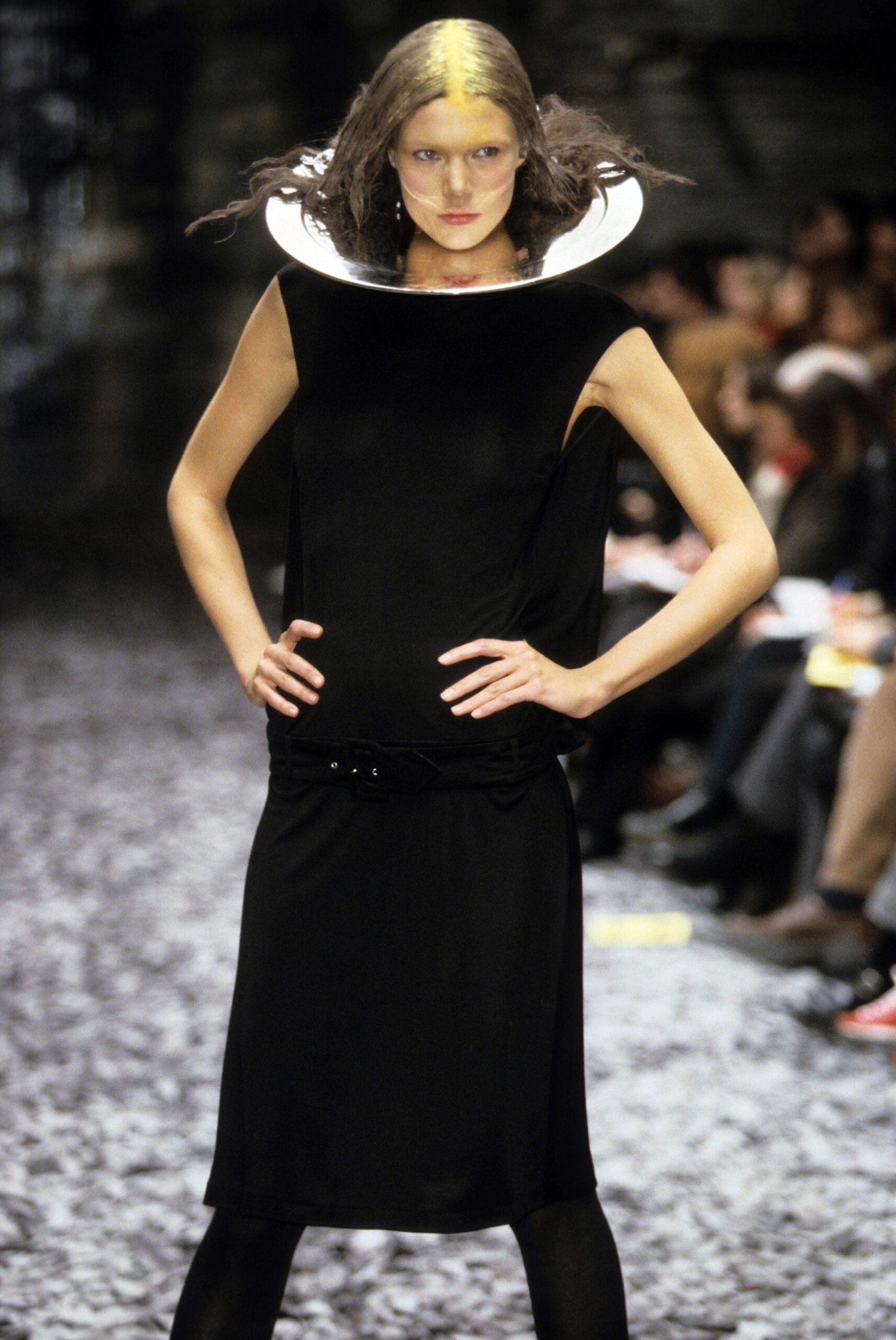 black silk sleeveless dress