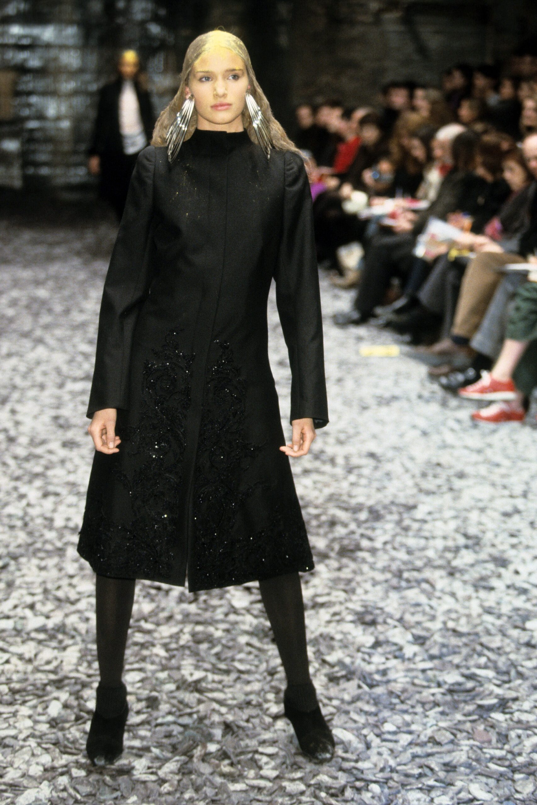 black silk fitted coat