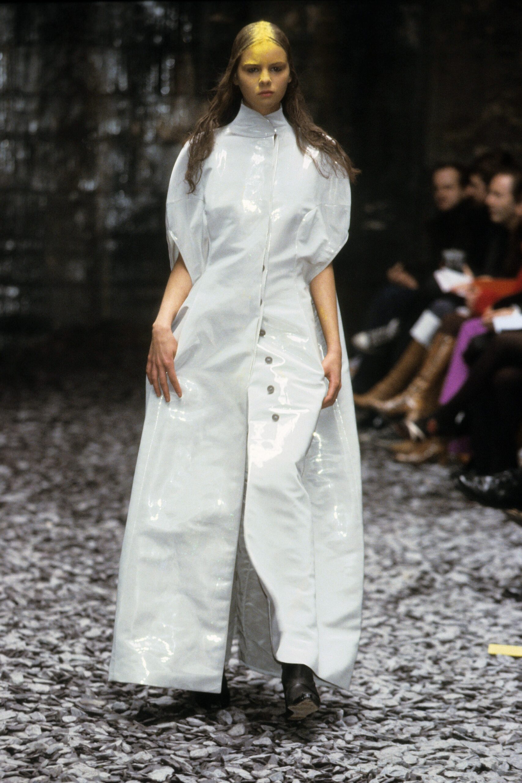white vinyl relaxed coat