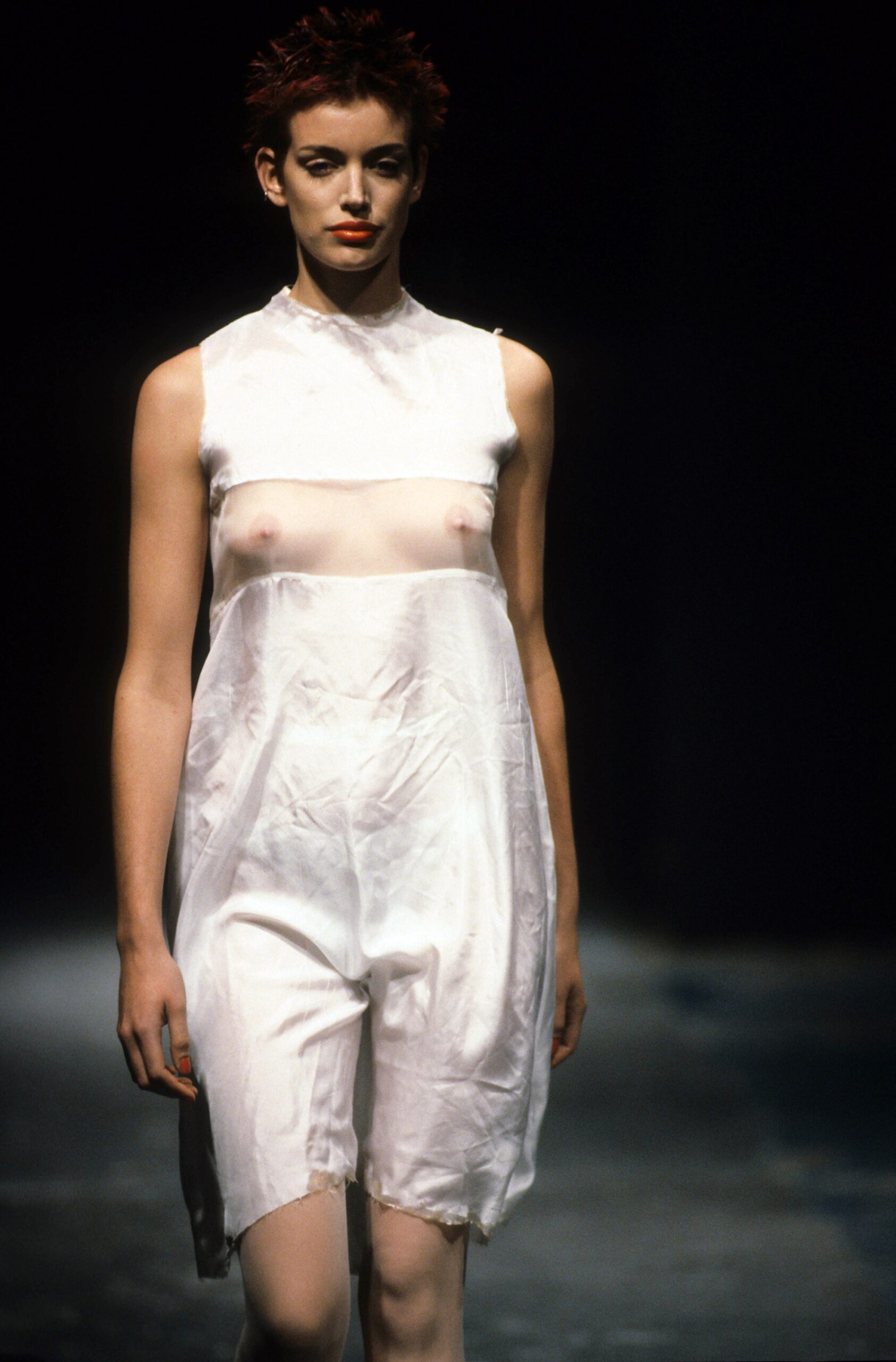 white silk sleeveless dress