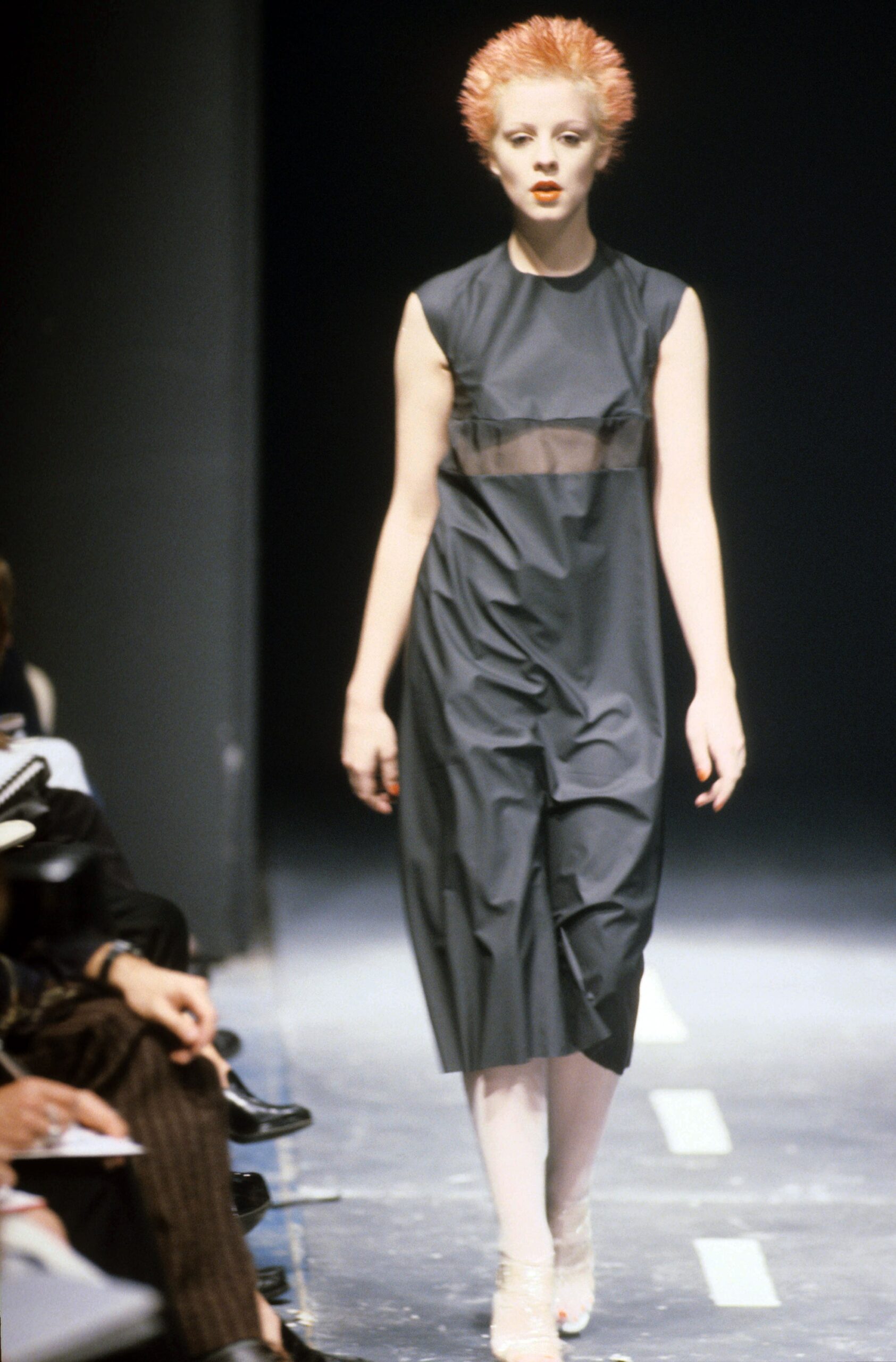 black vinyl sleeveless dress