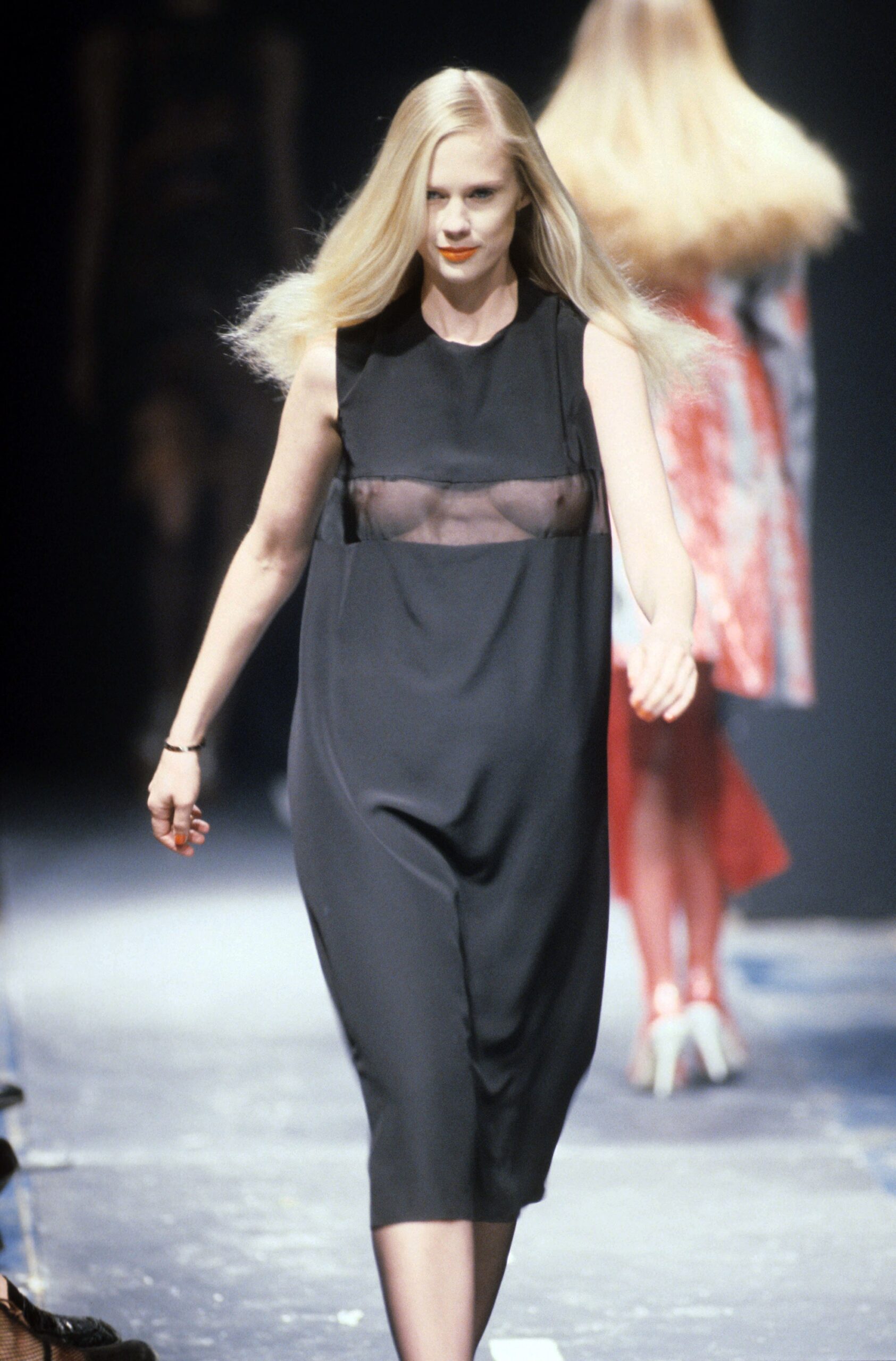 black sheer sleeveless dress