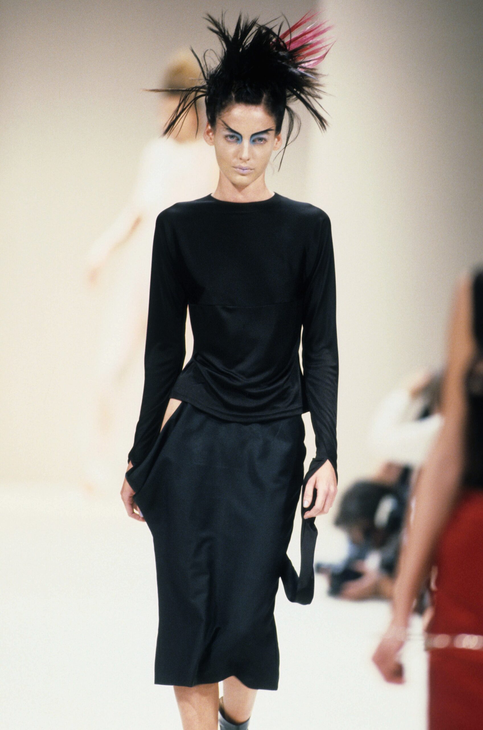 black silk fitted dress