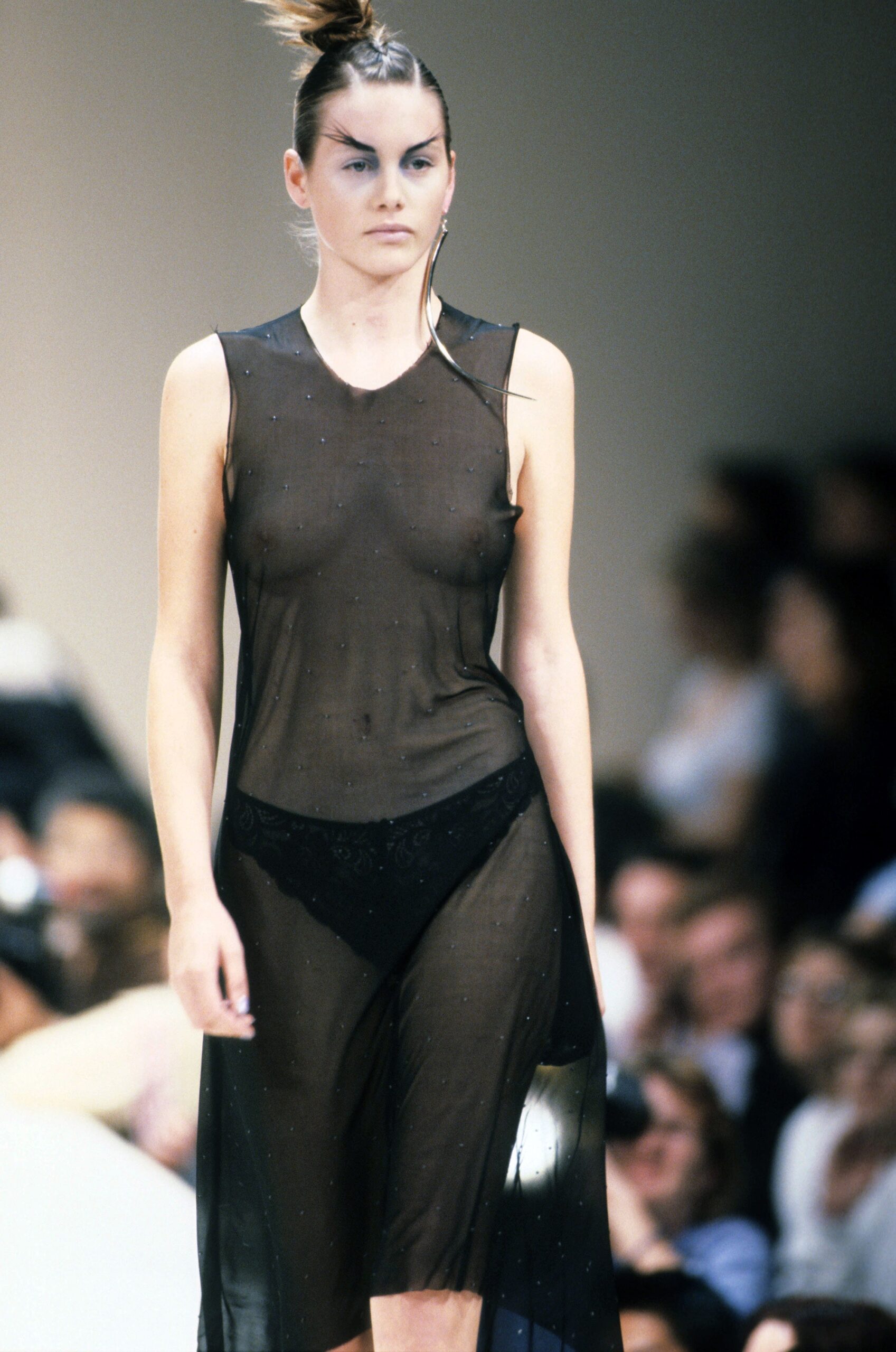 black sheer sleeveless dress