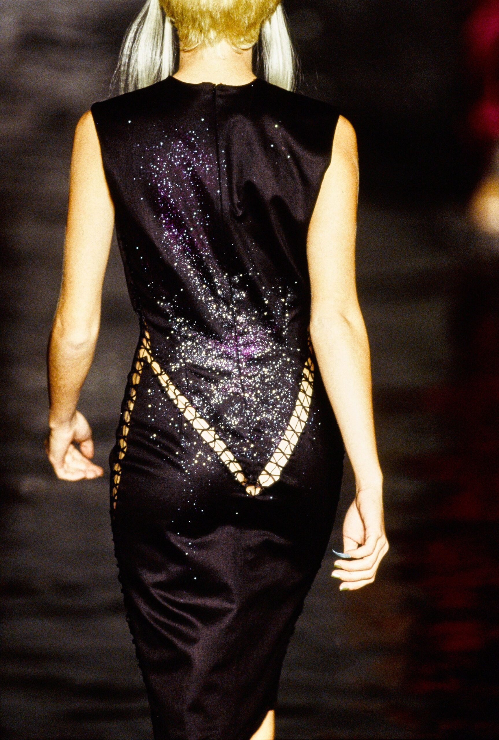 black silk sleeveless dress
