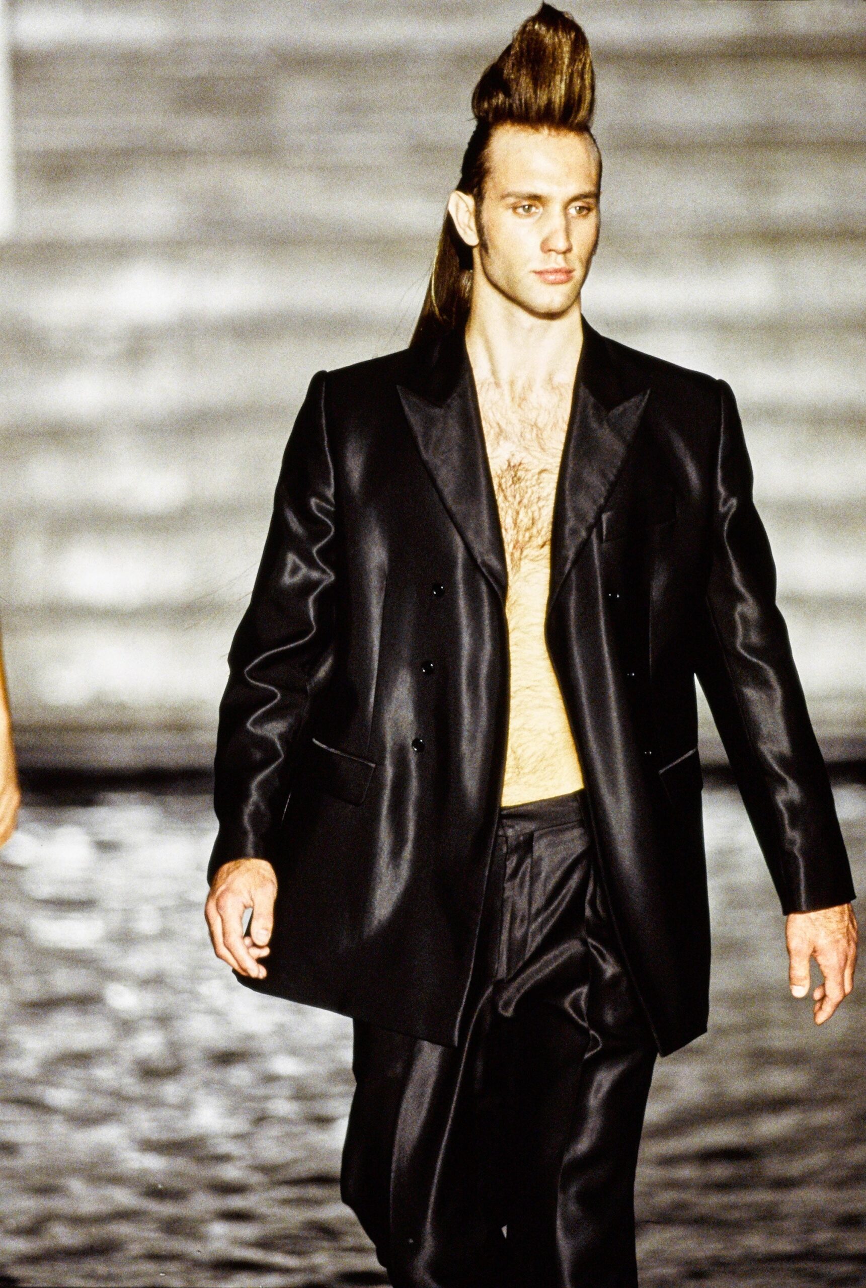 black silk tailored suit