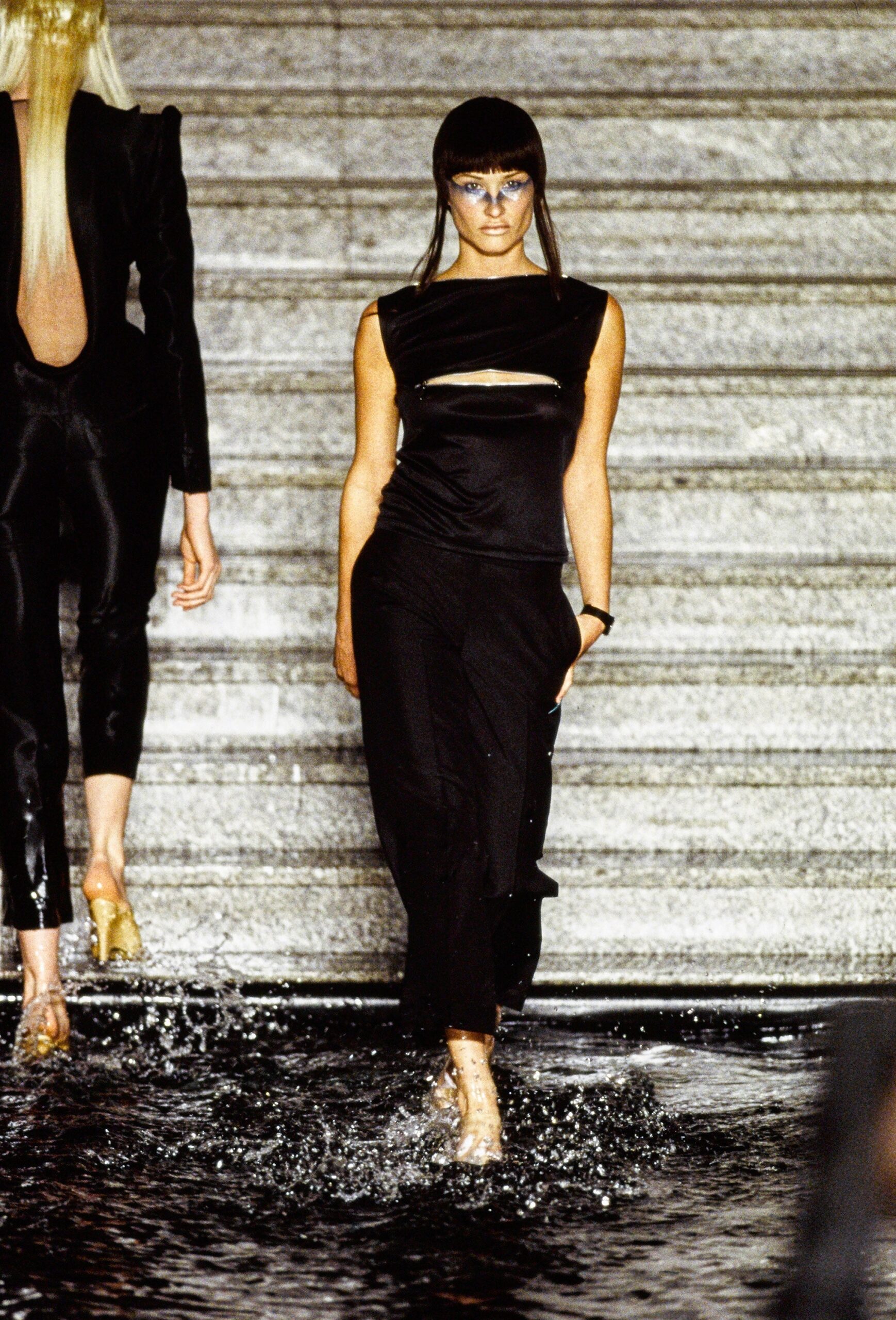 black silk sleeveless dress