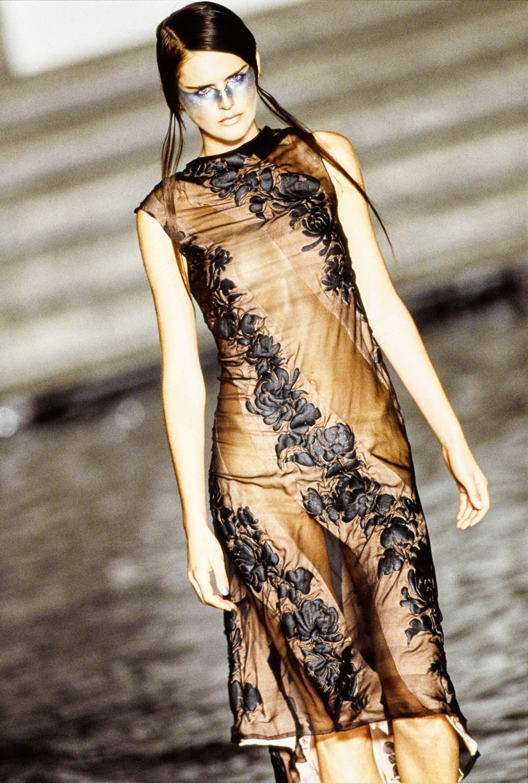 black embroidered sheer midi dress