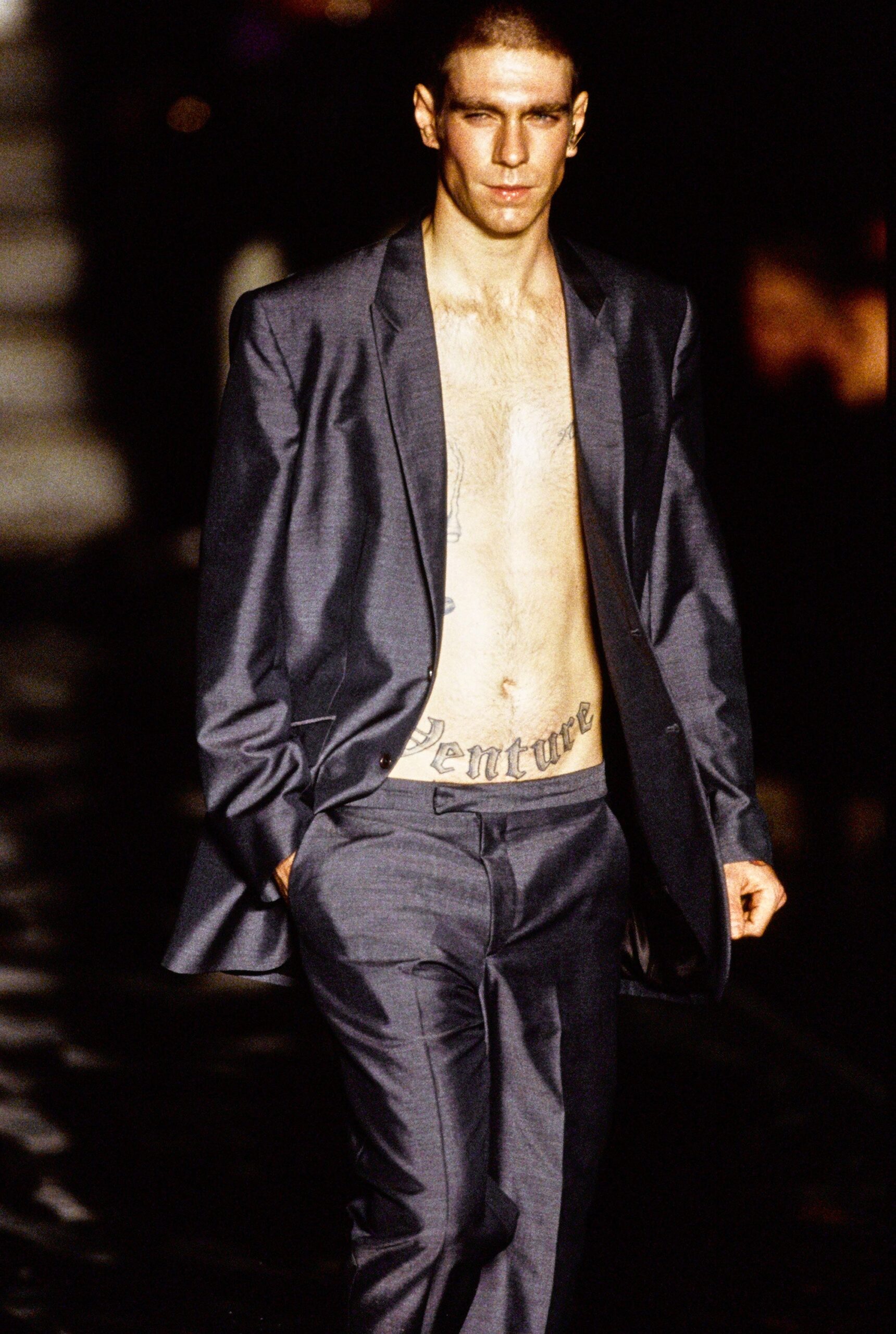 gray silk tailored suit