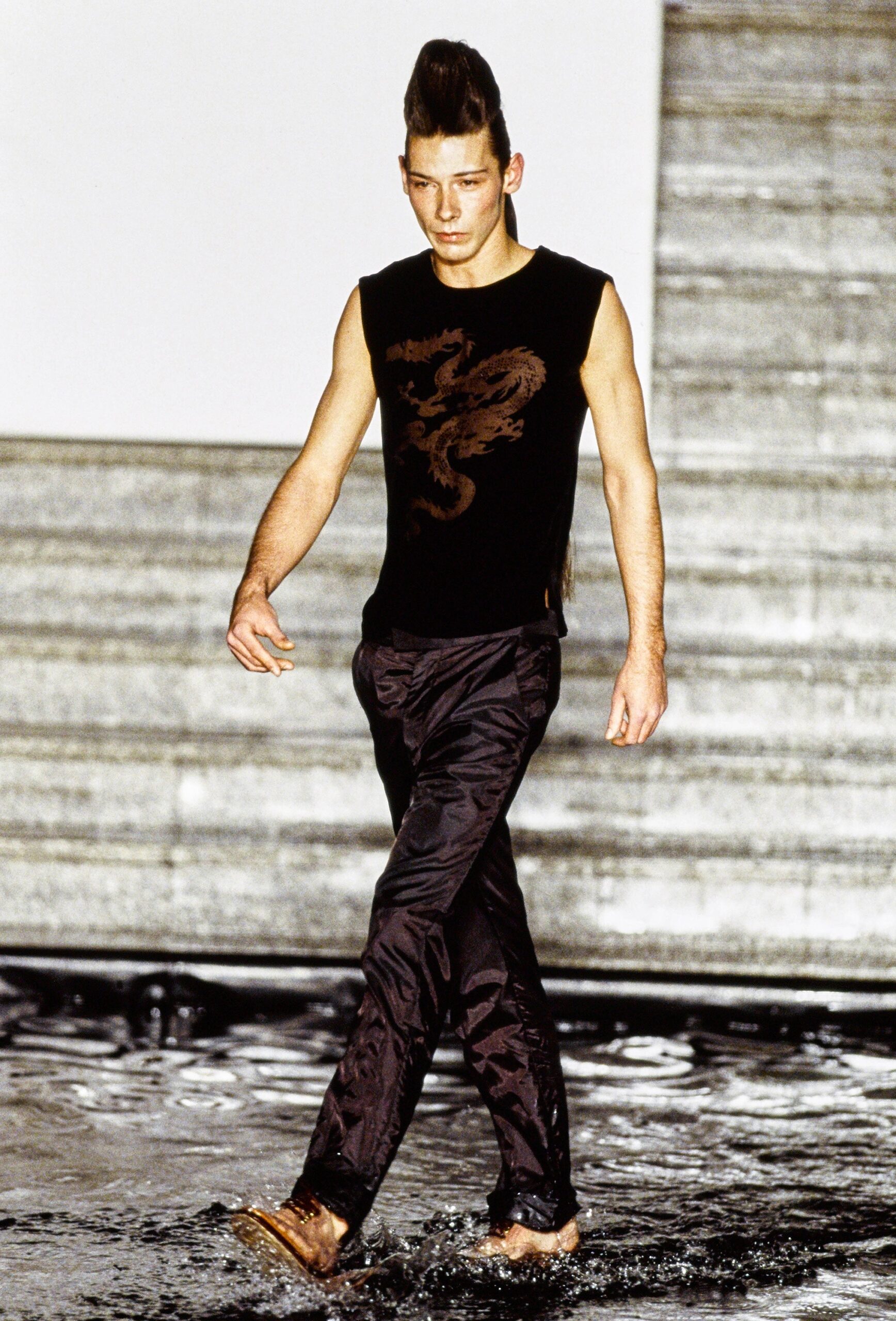 black tank-top and silk pants