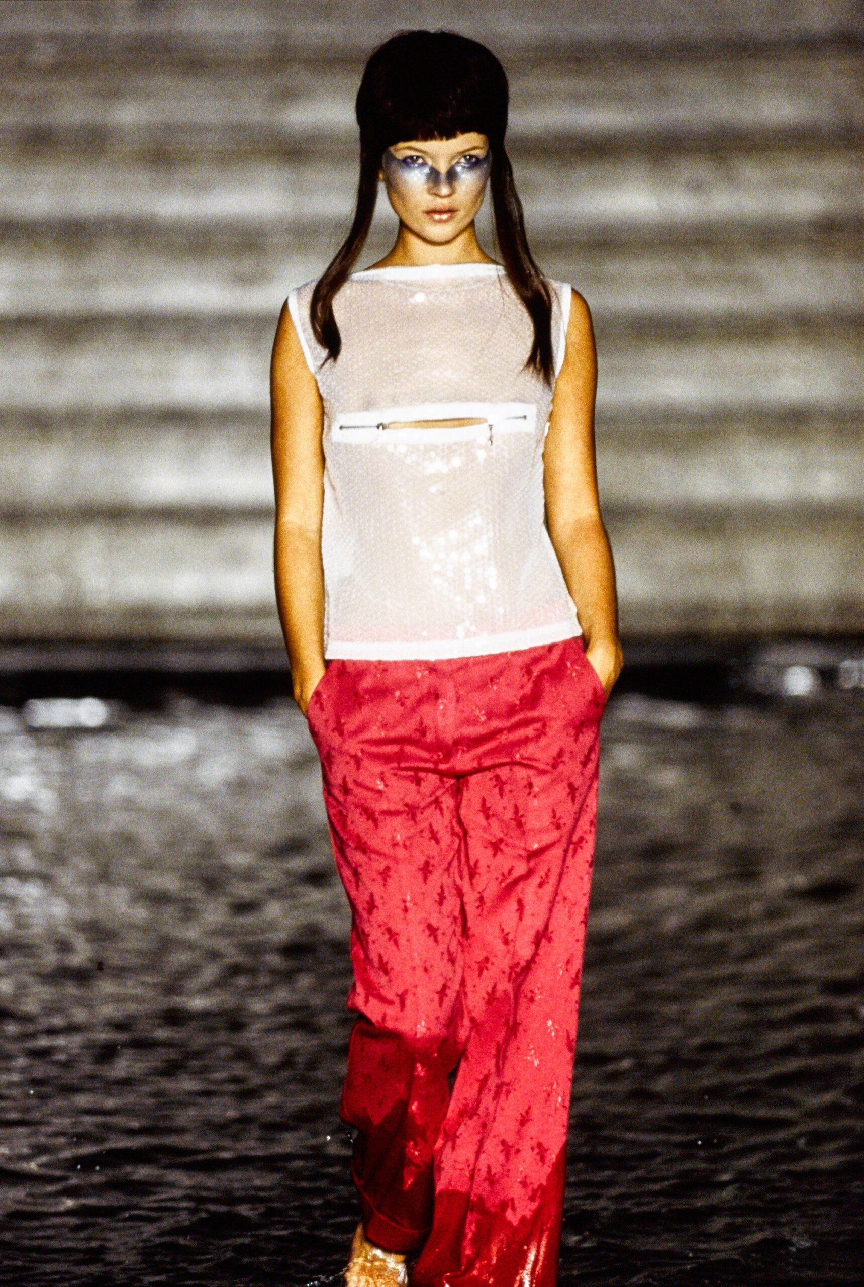 red silk relaxed flared pockets shiny pants