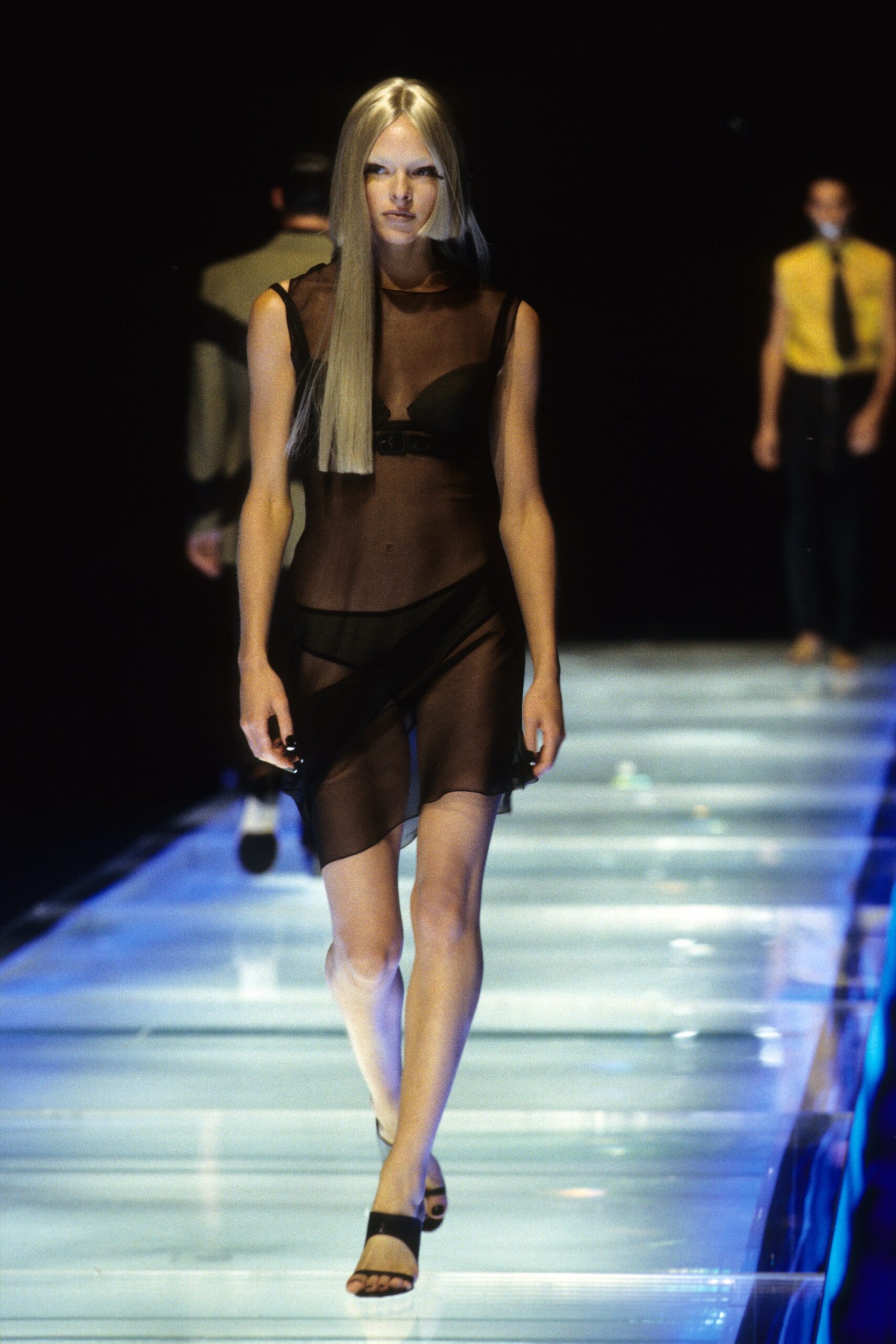 black sheer sleeveless dress