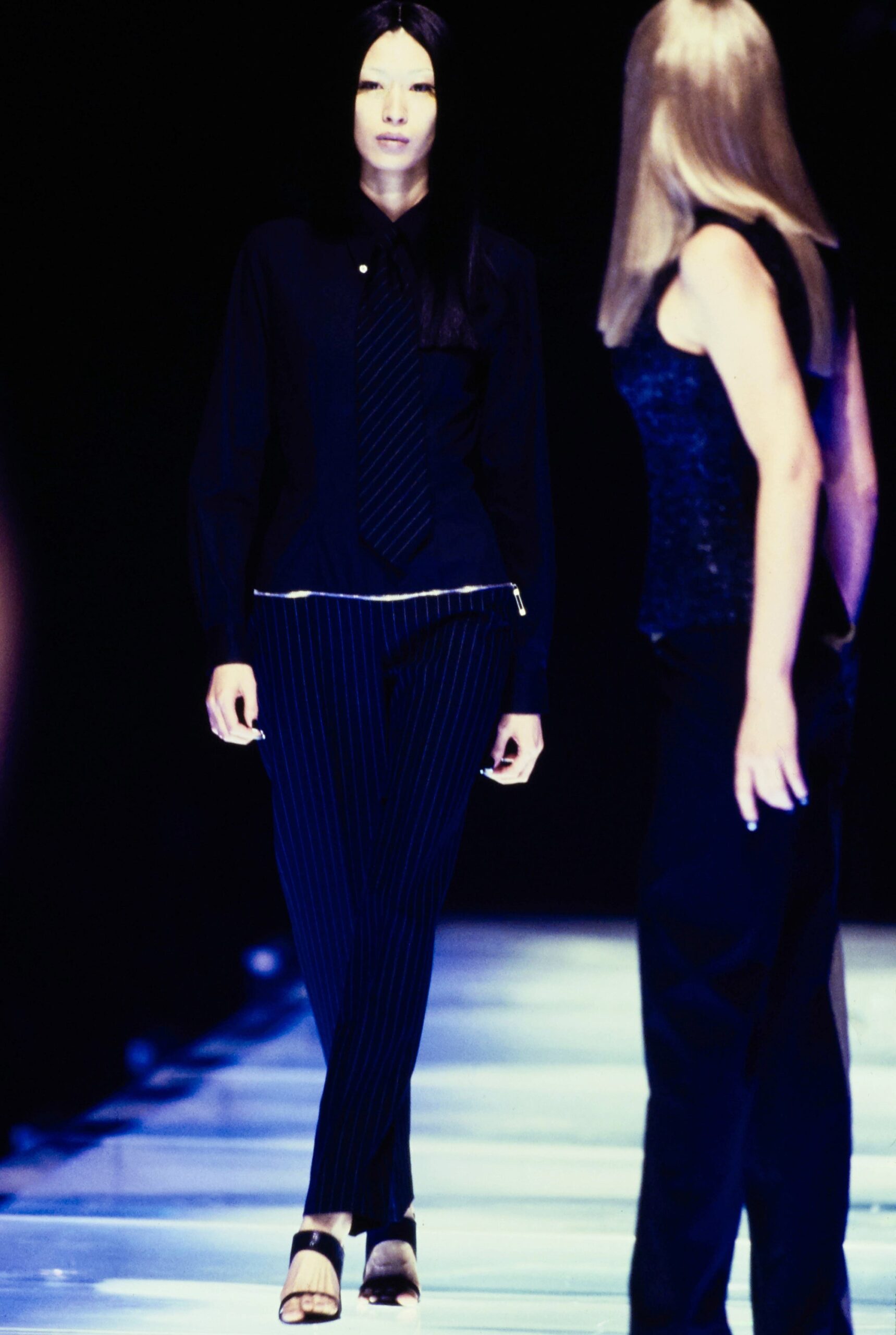 black fitted shirt and pants