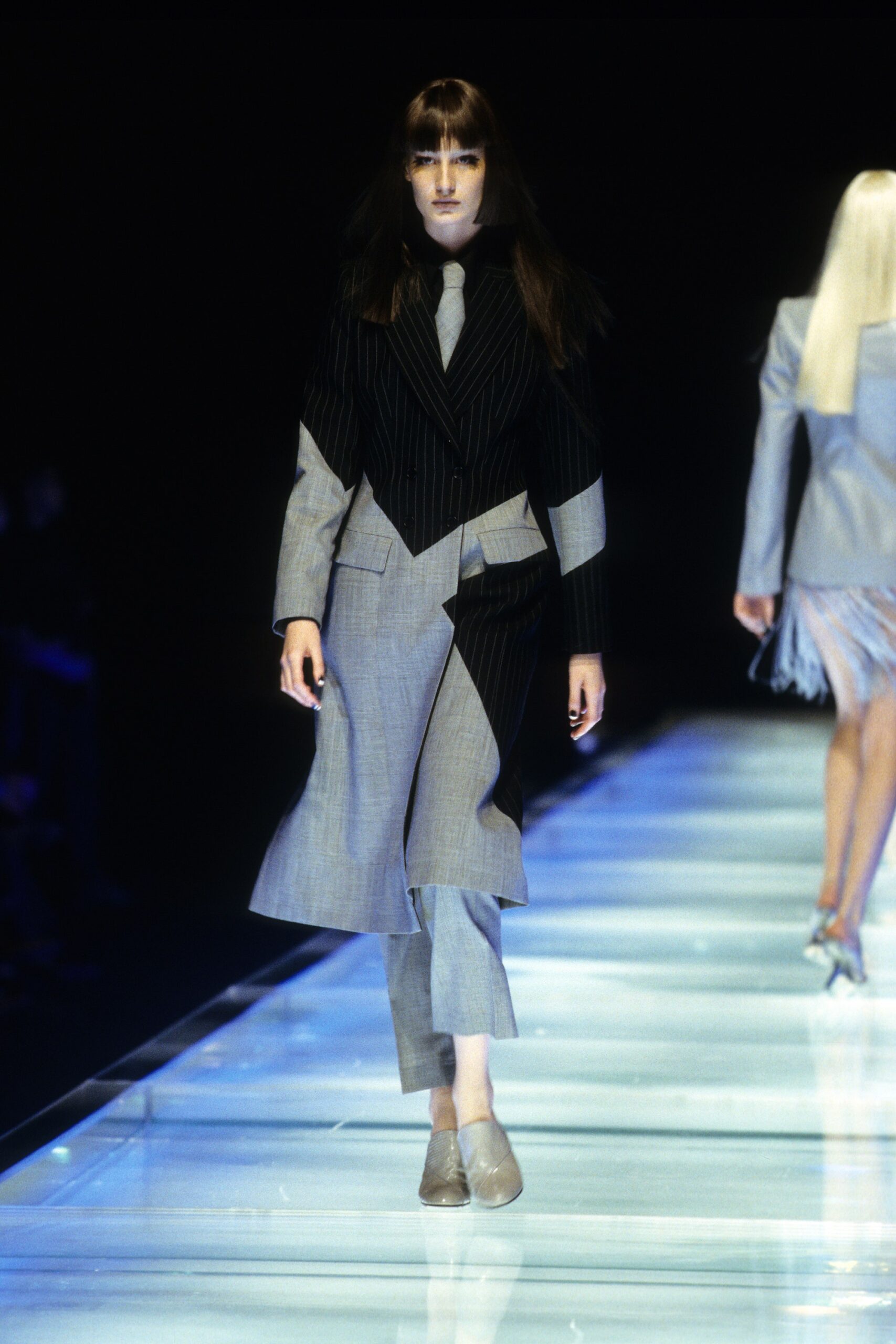 tailored black and gray suit