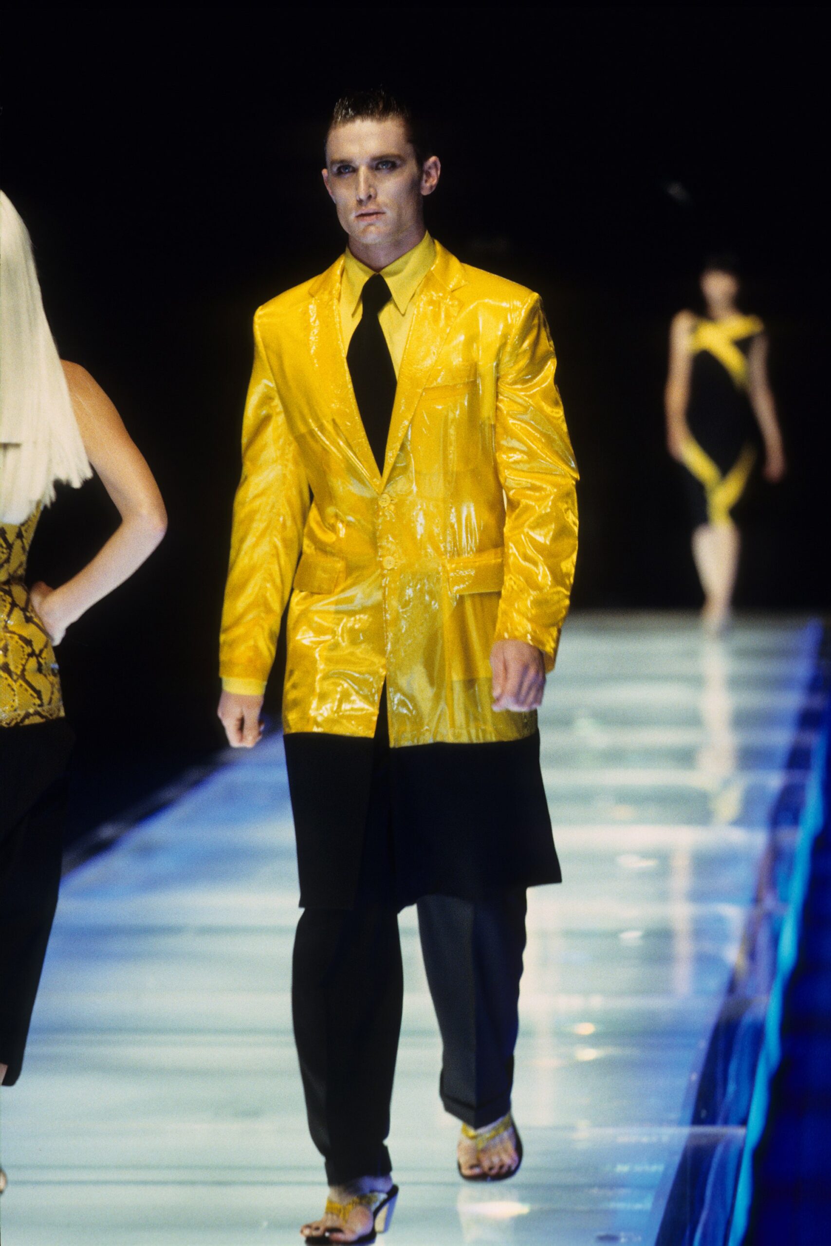 yellow vinyl fitted jacket