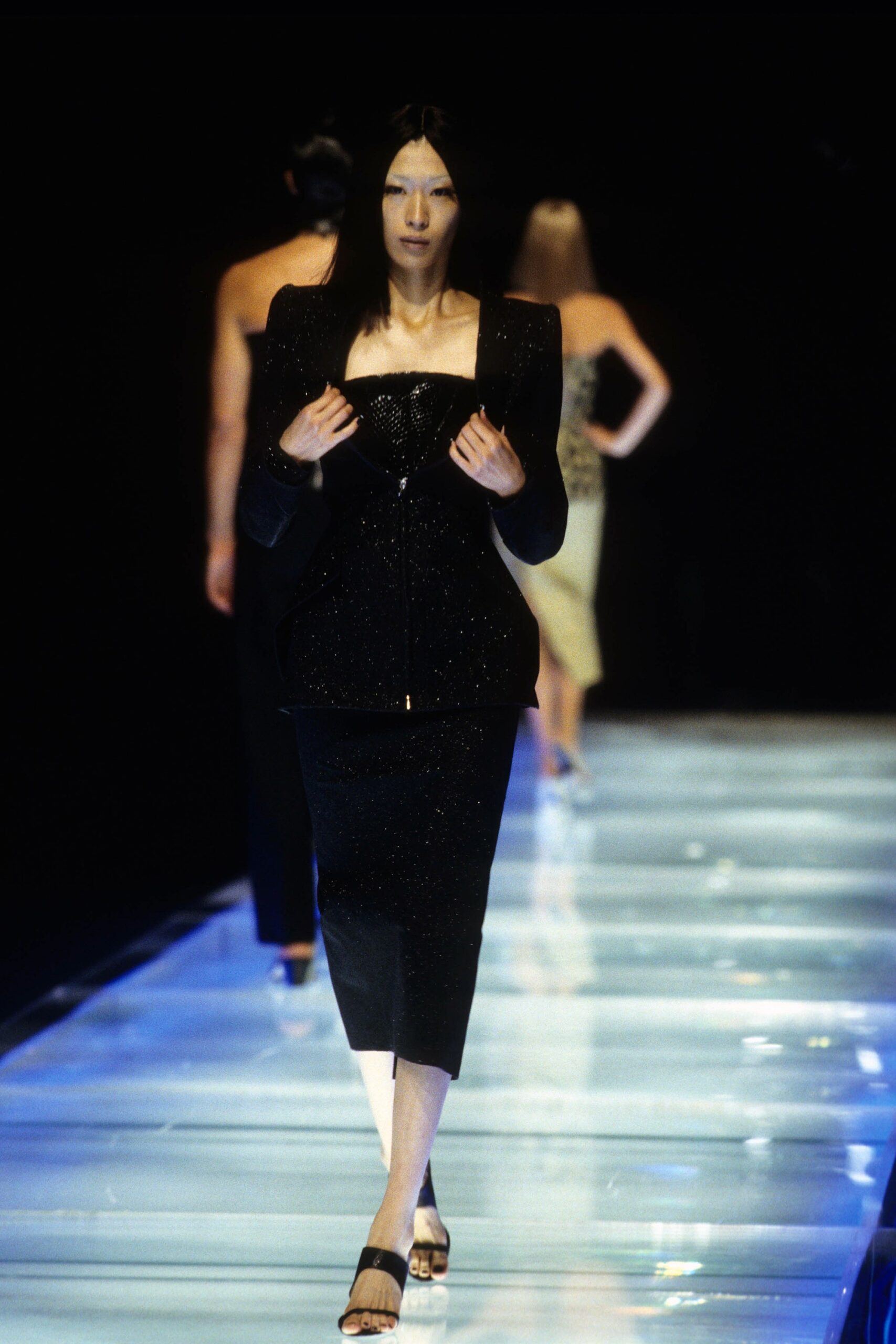 black silk fitted midi dress