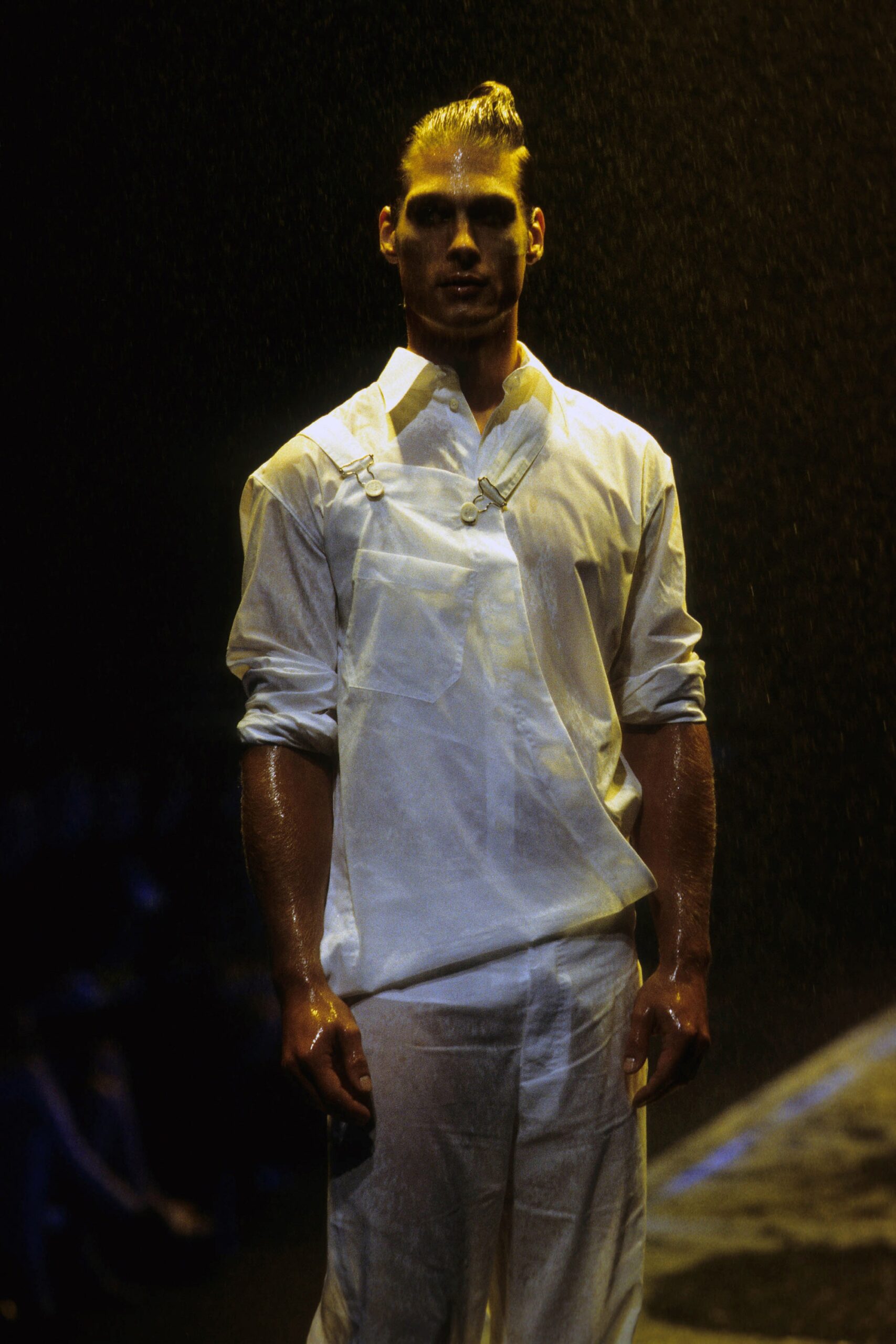 white fitted shirt and pants