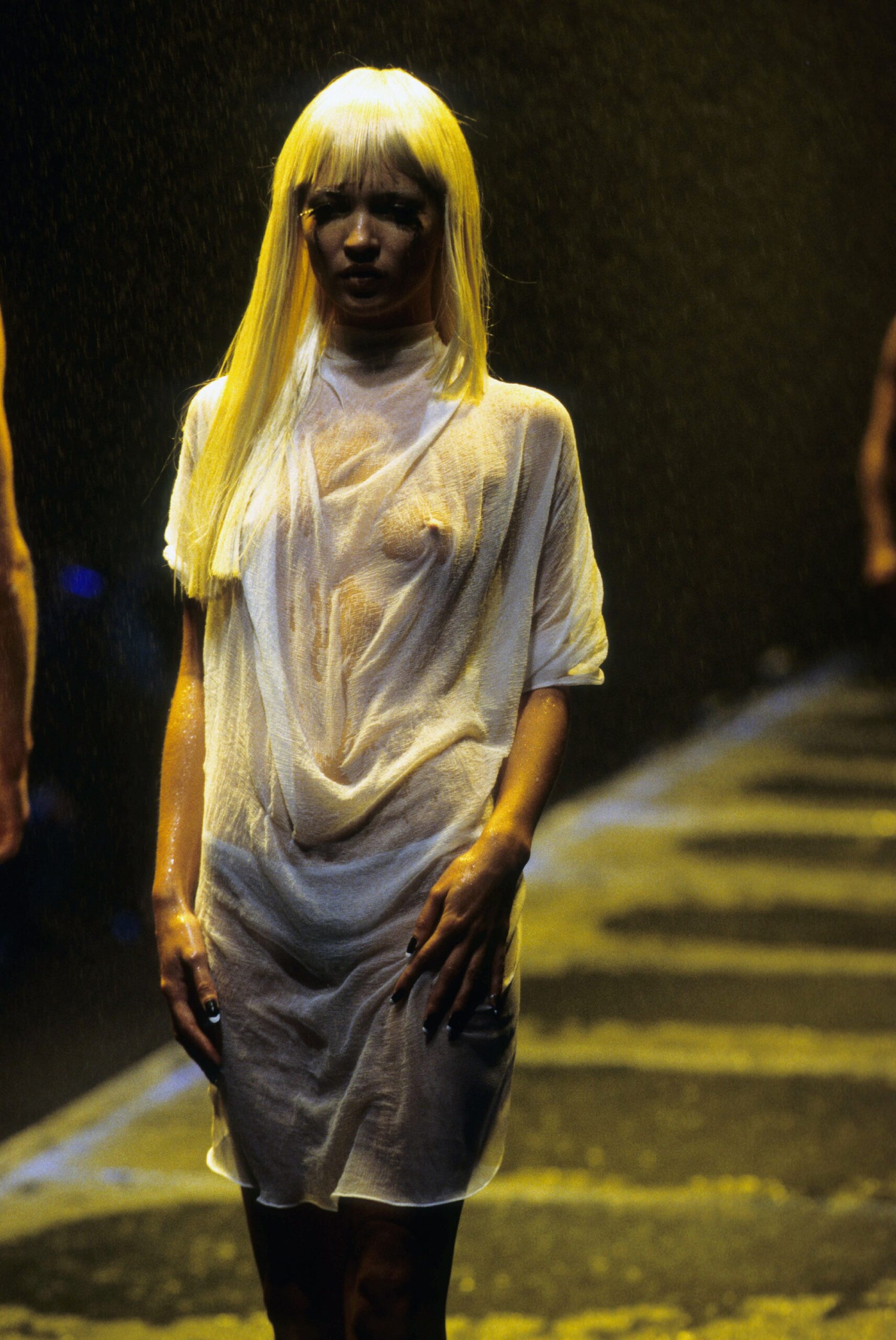 white silk sleeveless dress