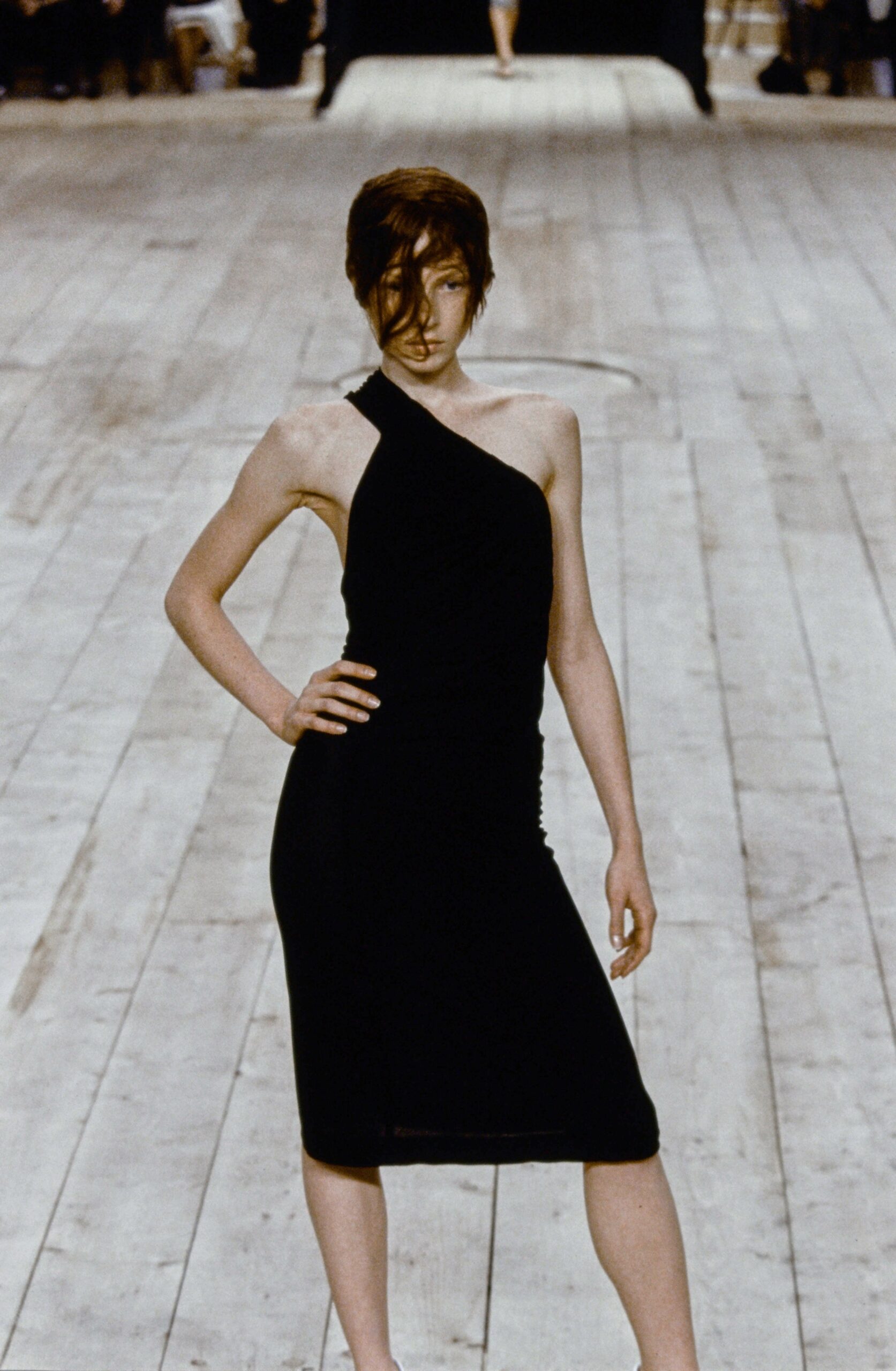 black silk sleeveless dress