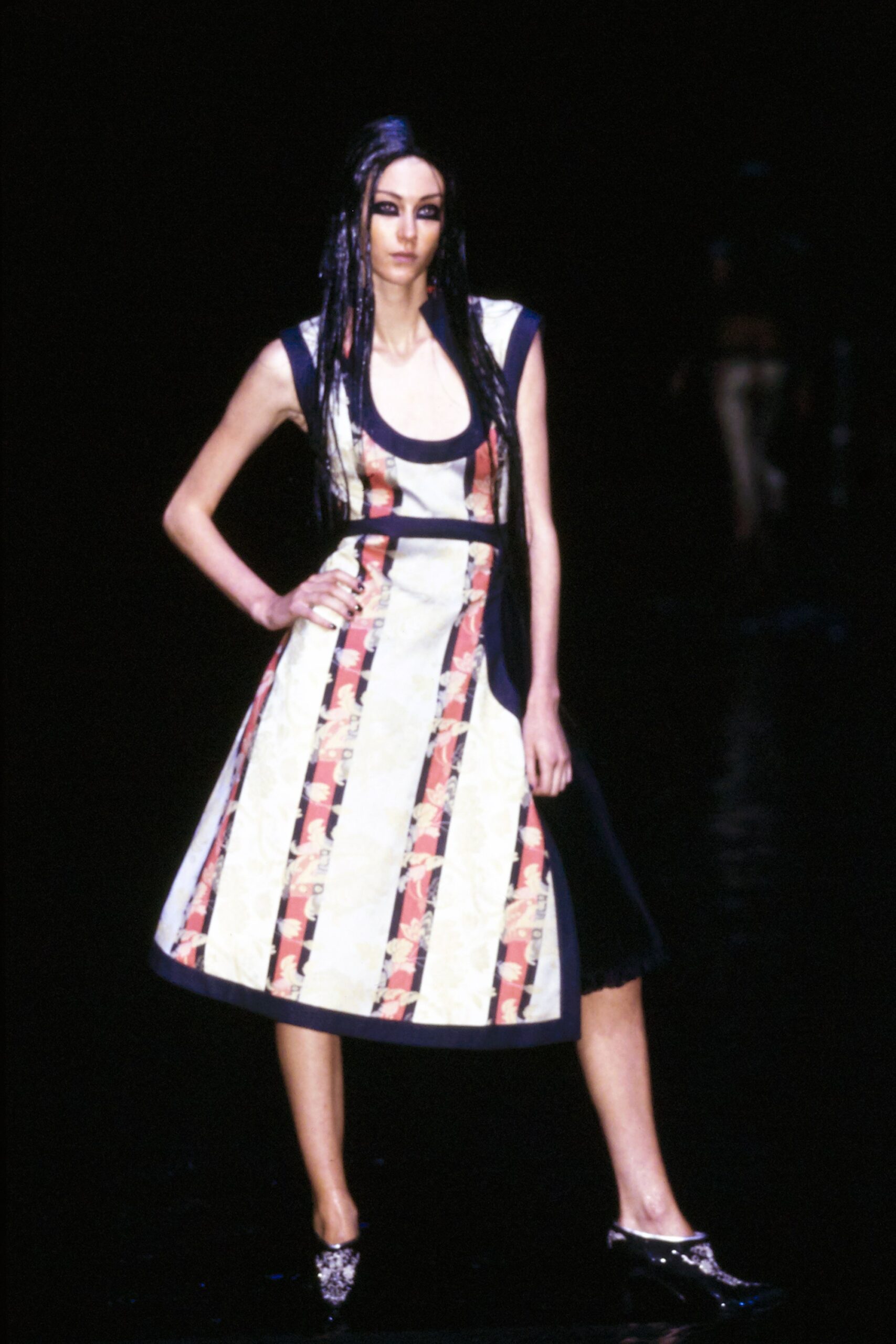 color-blocked midi dress