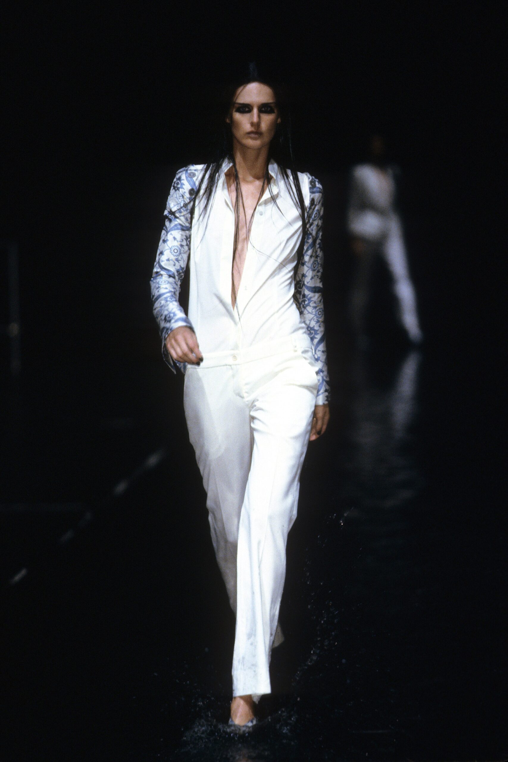white silk fitted jumpsuit