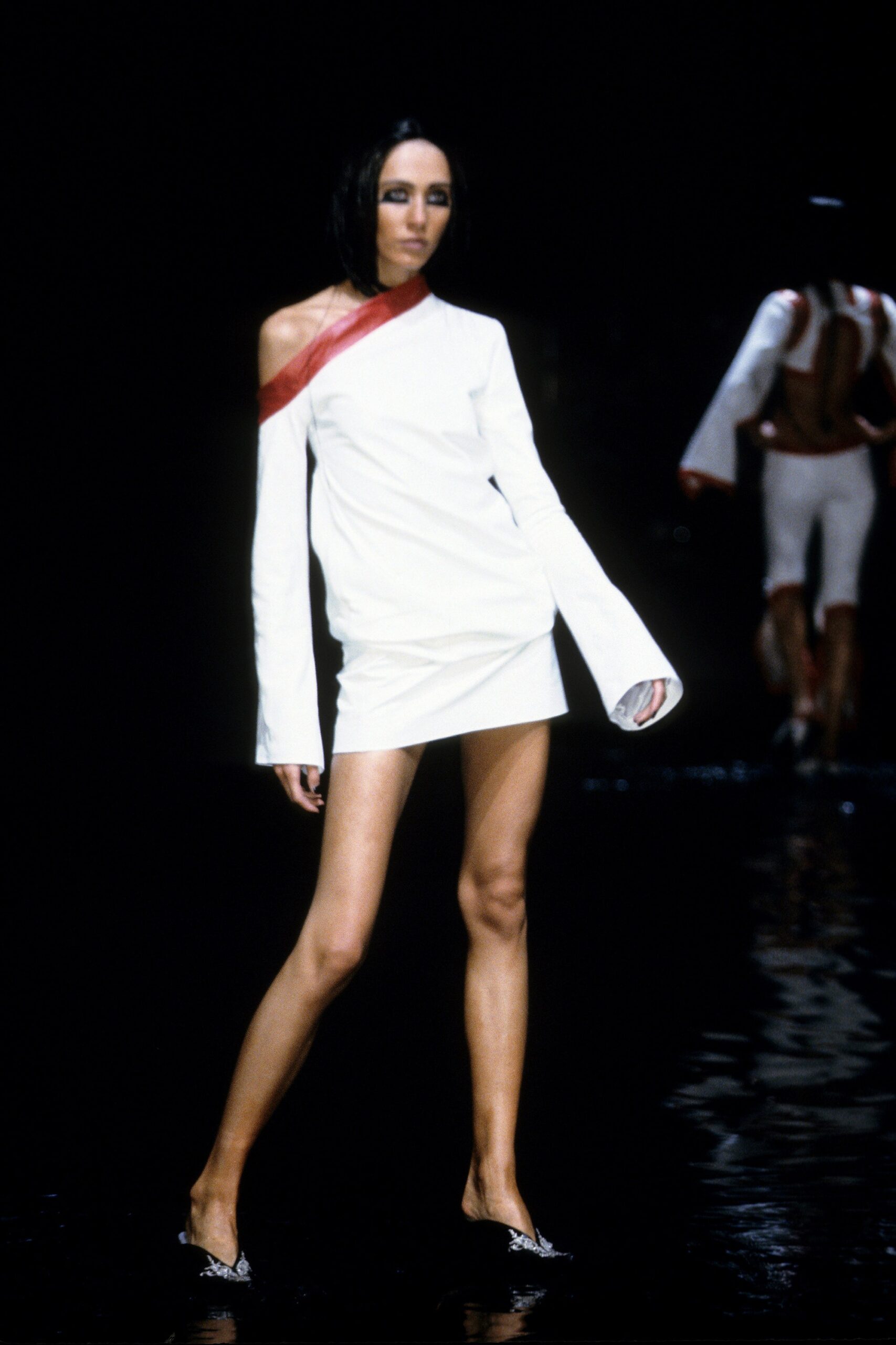 white fitted off-shoulder mini dress