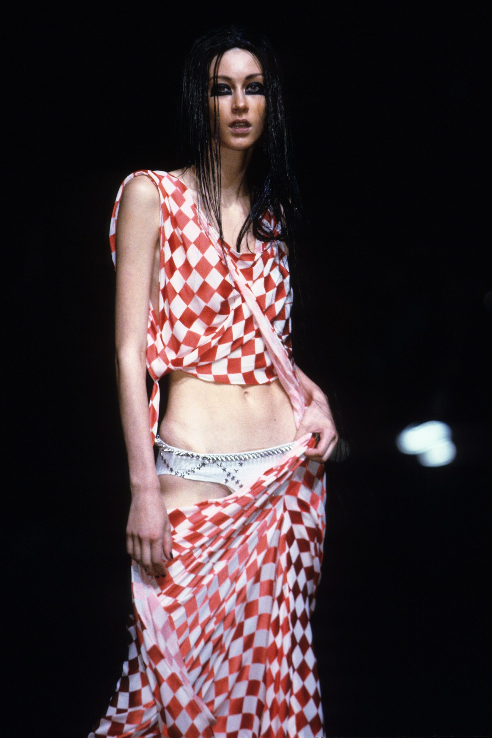 red and white checked dress