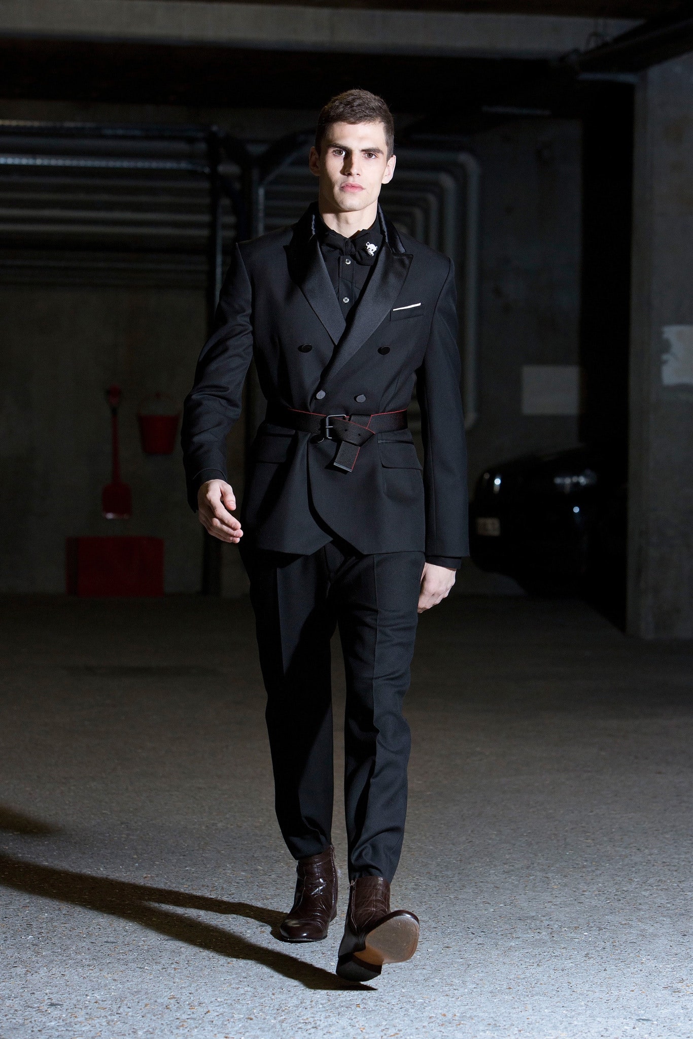 black tailored suit with shirt