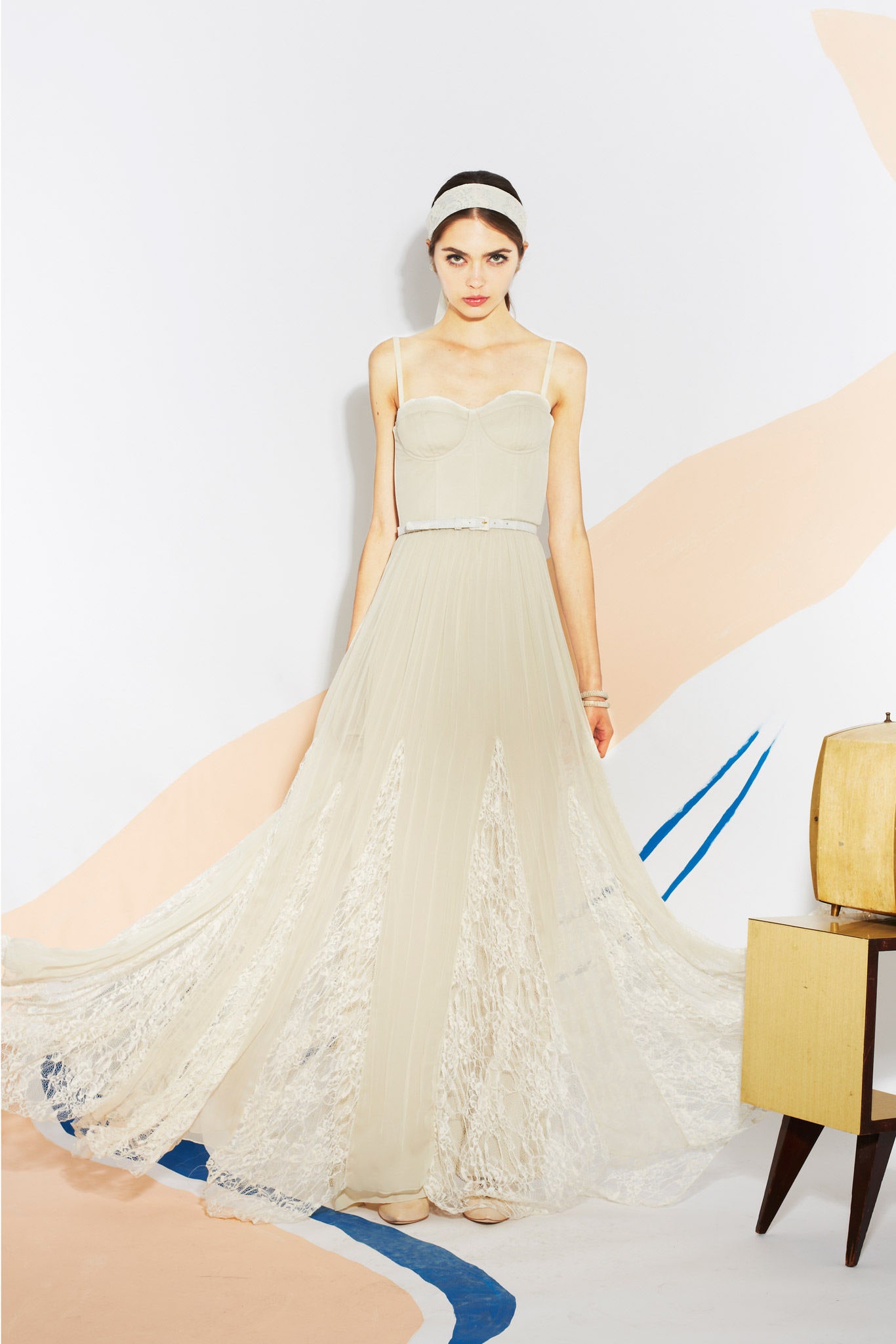 ivory silk lace gown