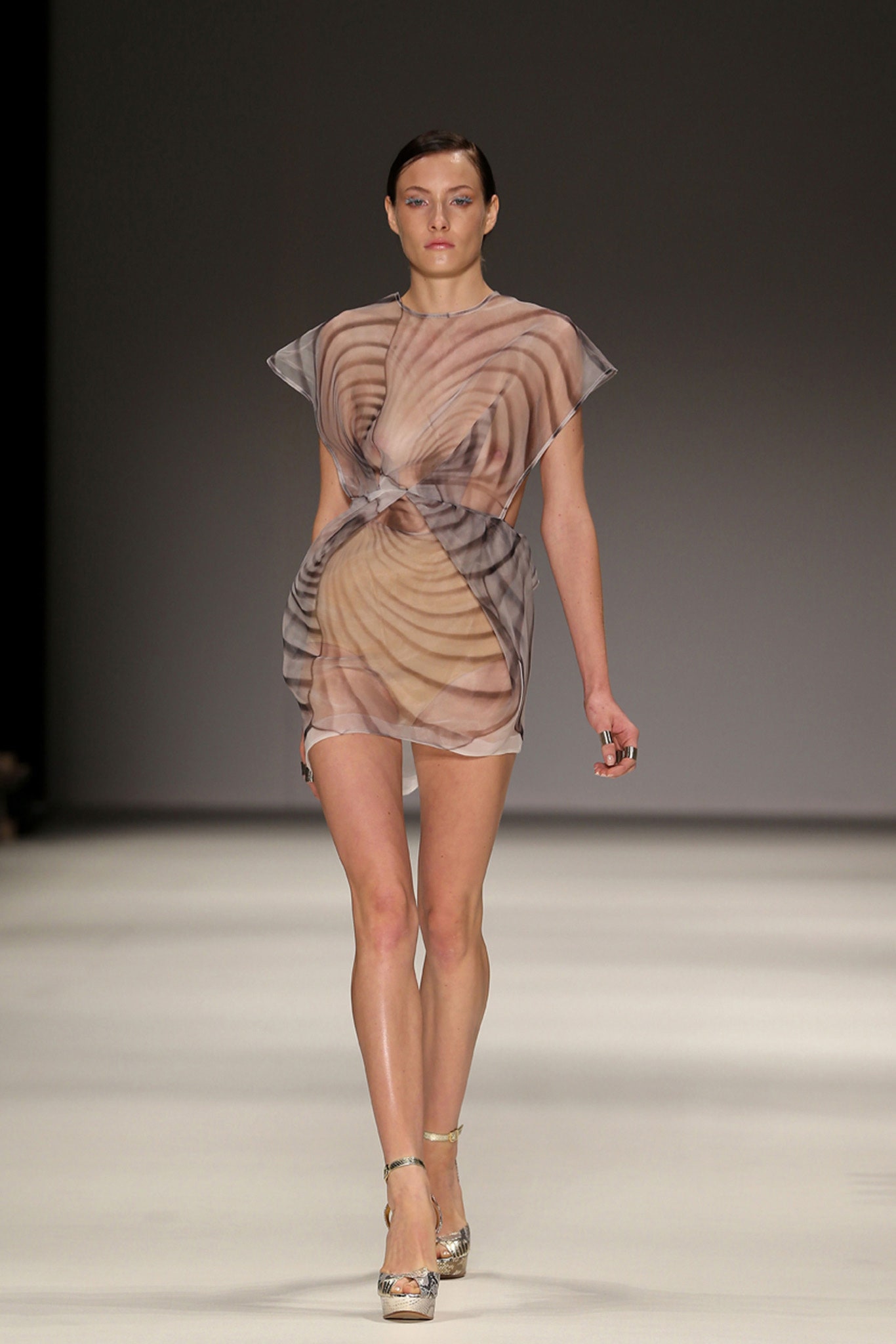 beige silk fitted mini dress