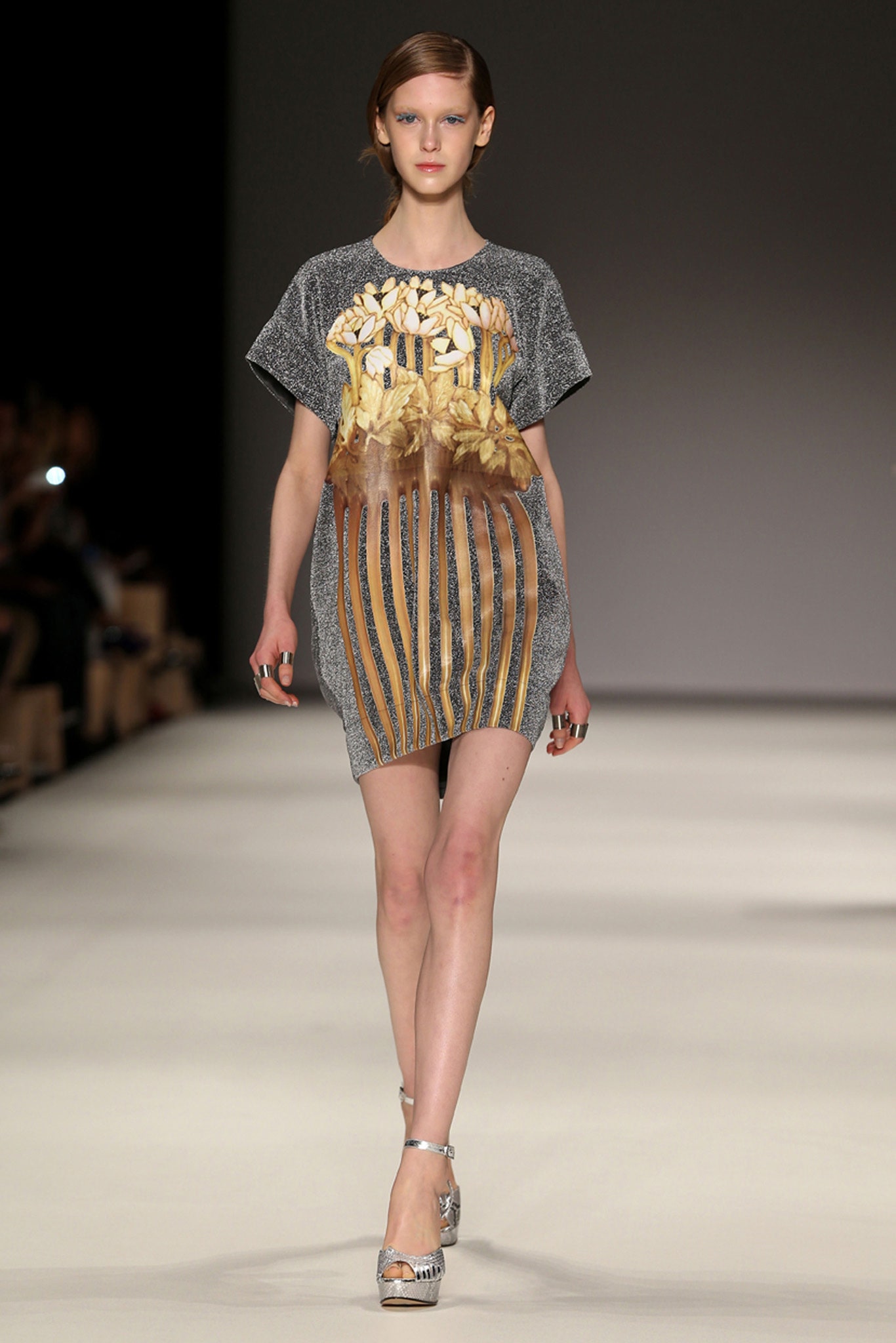gray silk printed dress