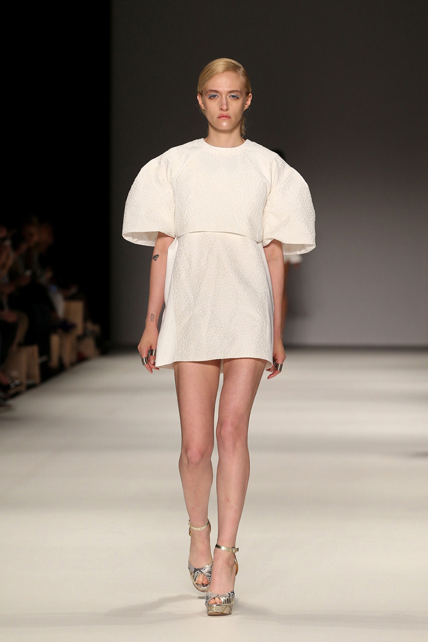 white mini dress with pleats