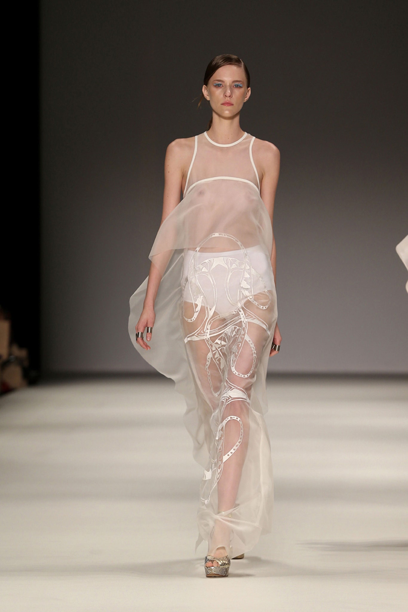 white sheer layered maxi dress
