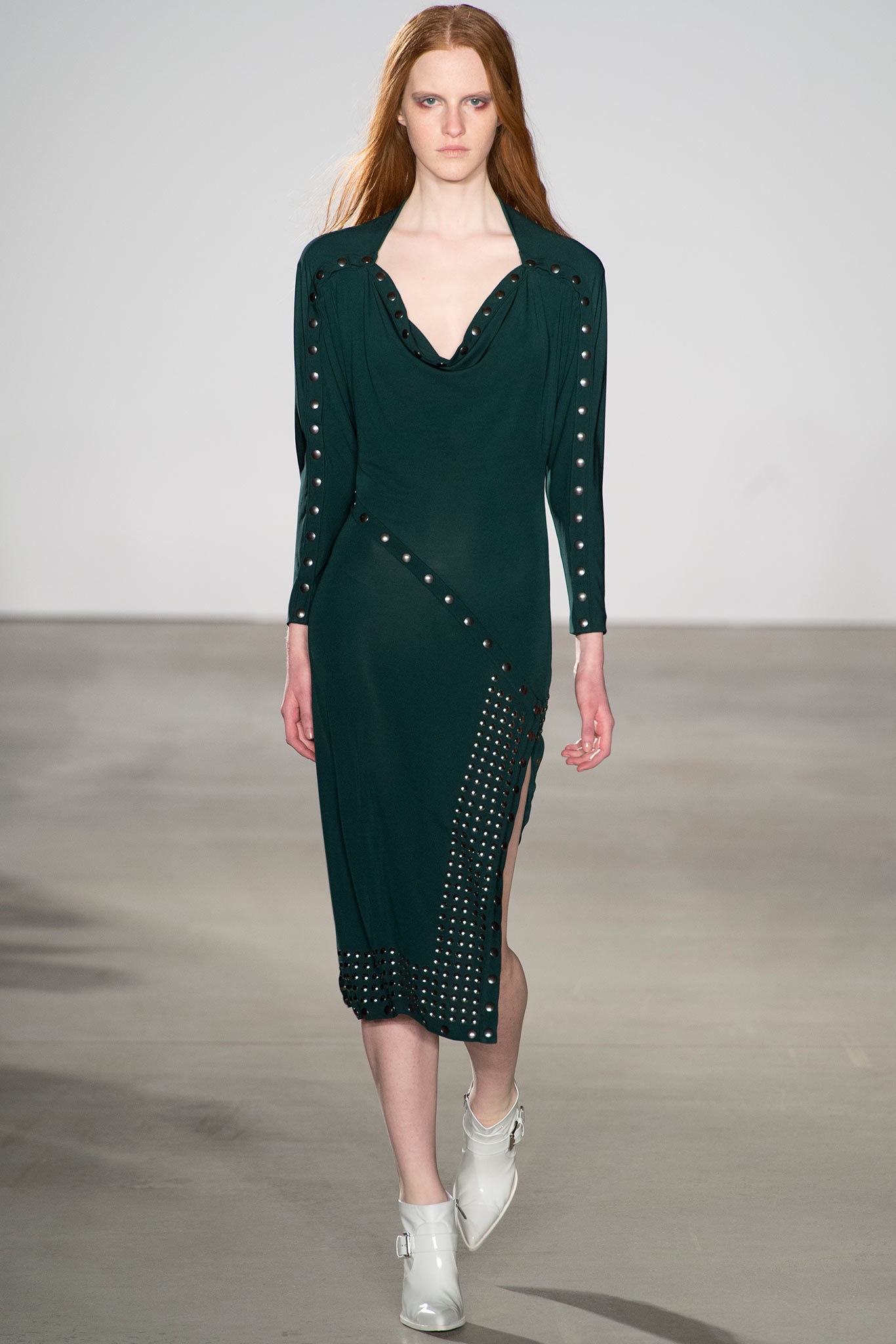 fitted green midi dress with embellishments