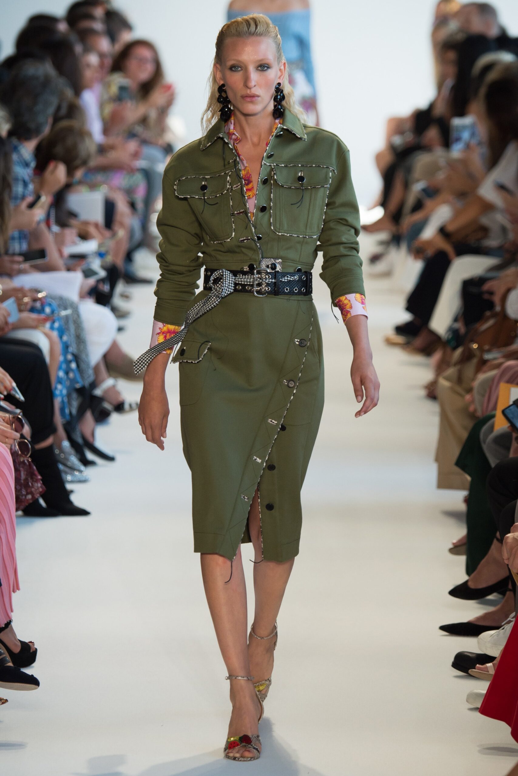 green fitted midi dress