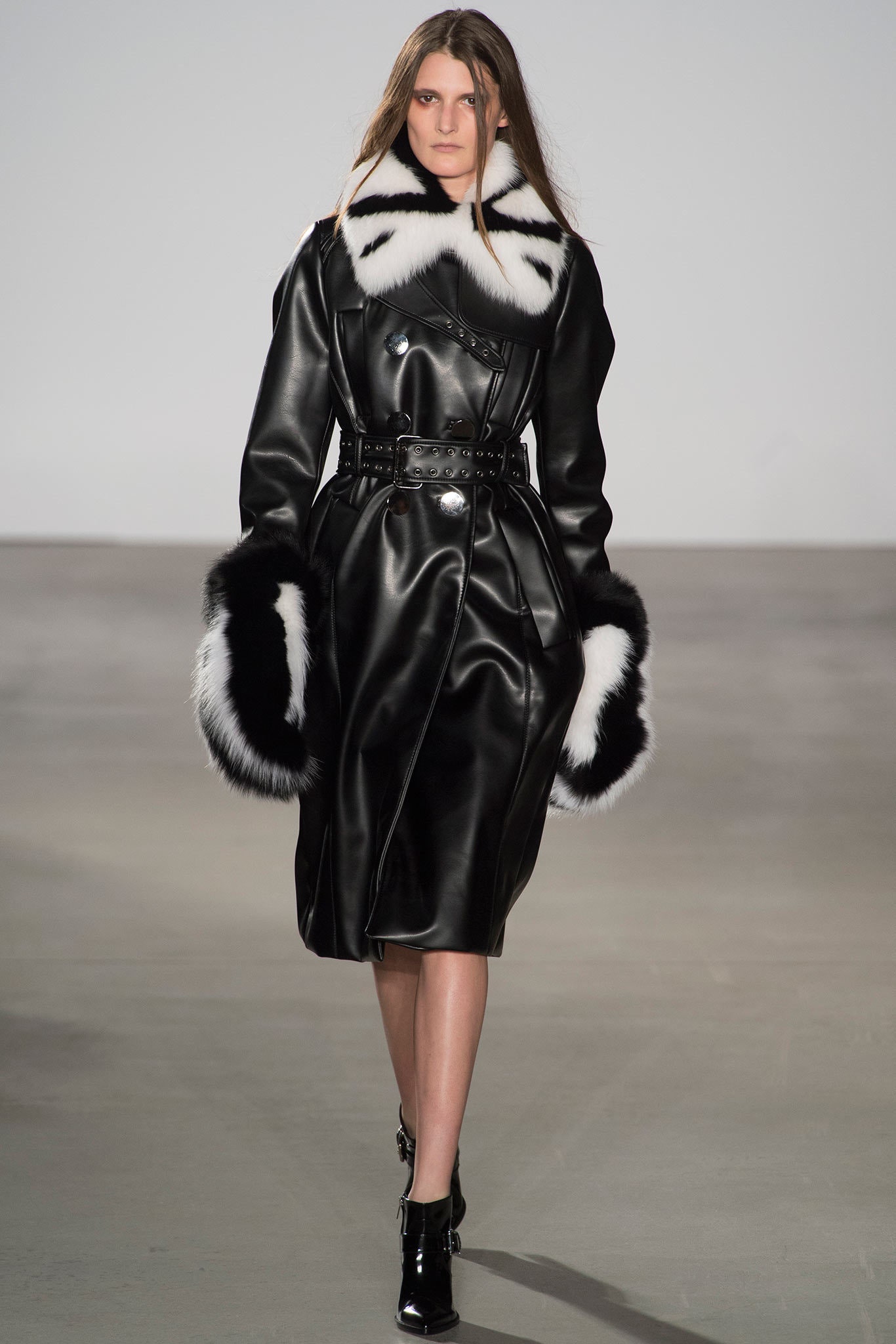 black leather coat with fur