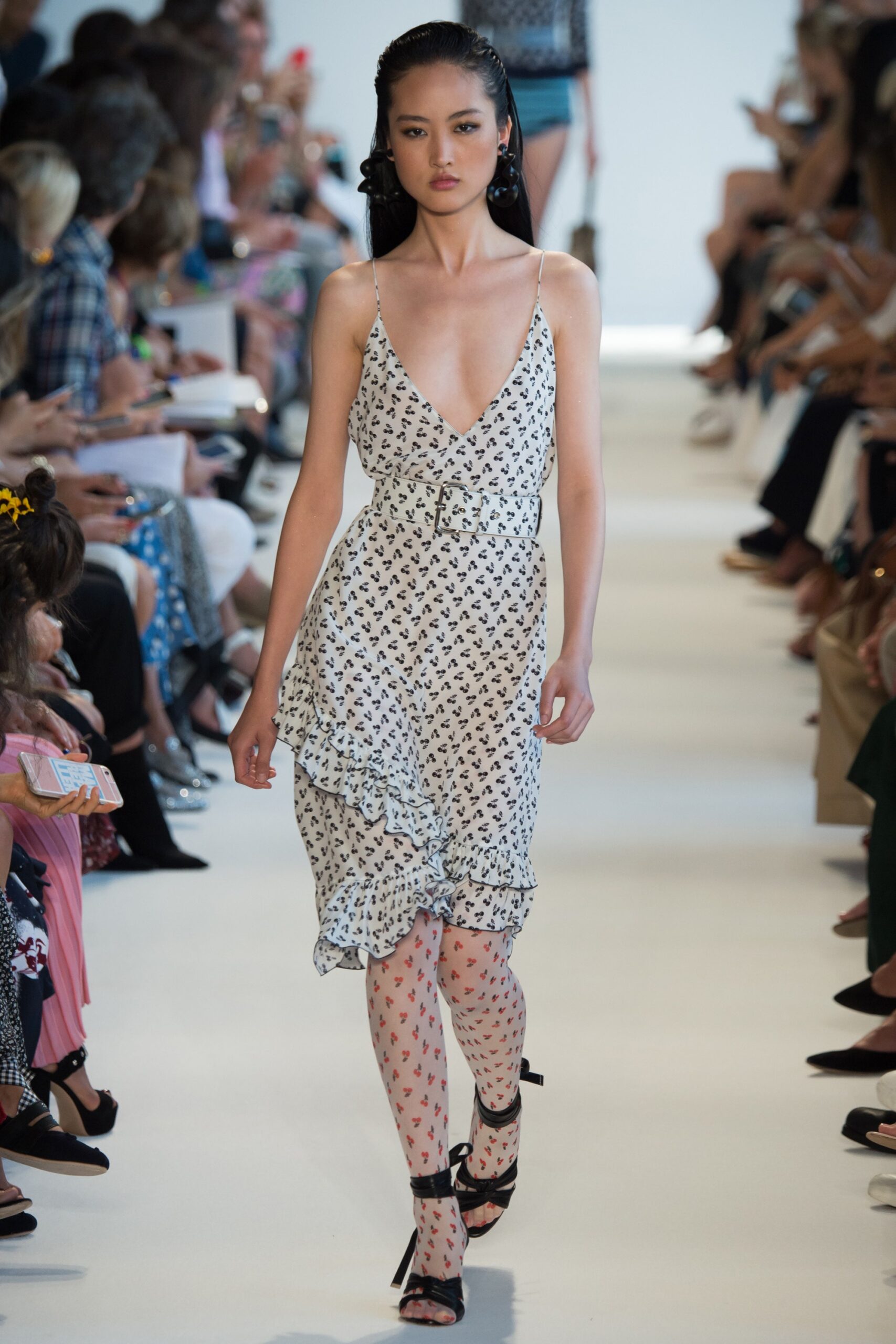 white printed mini dress