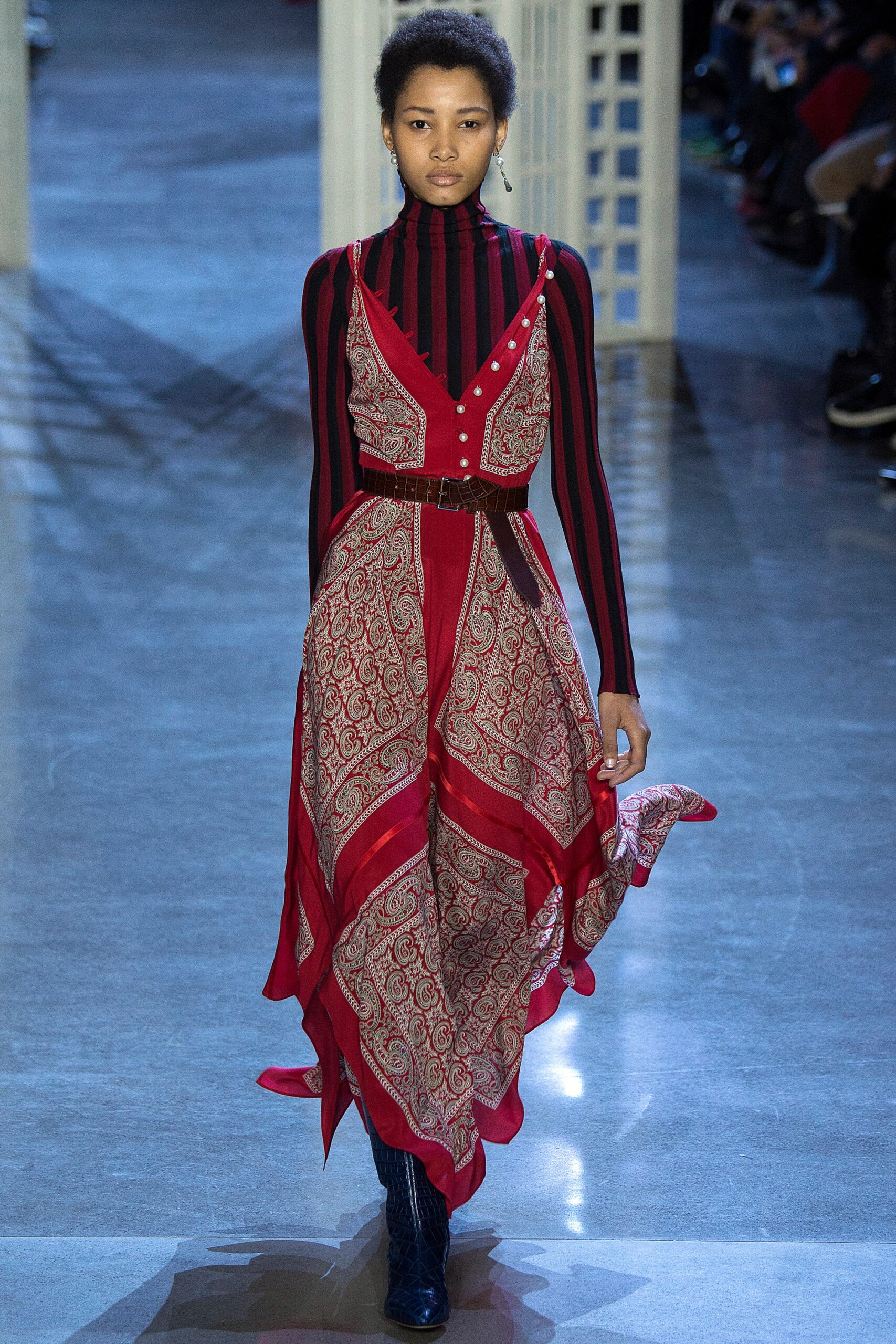red silk fitted midi dress