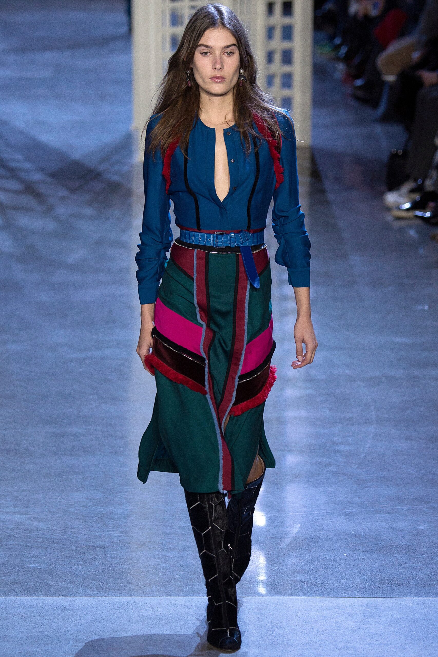 blue green shirt-dress with tiered skirt